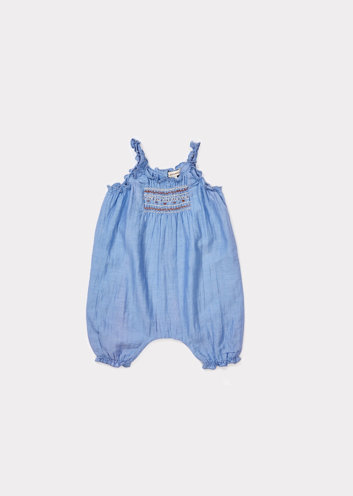 Baby Azure Blue Cotton Woven Romper