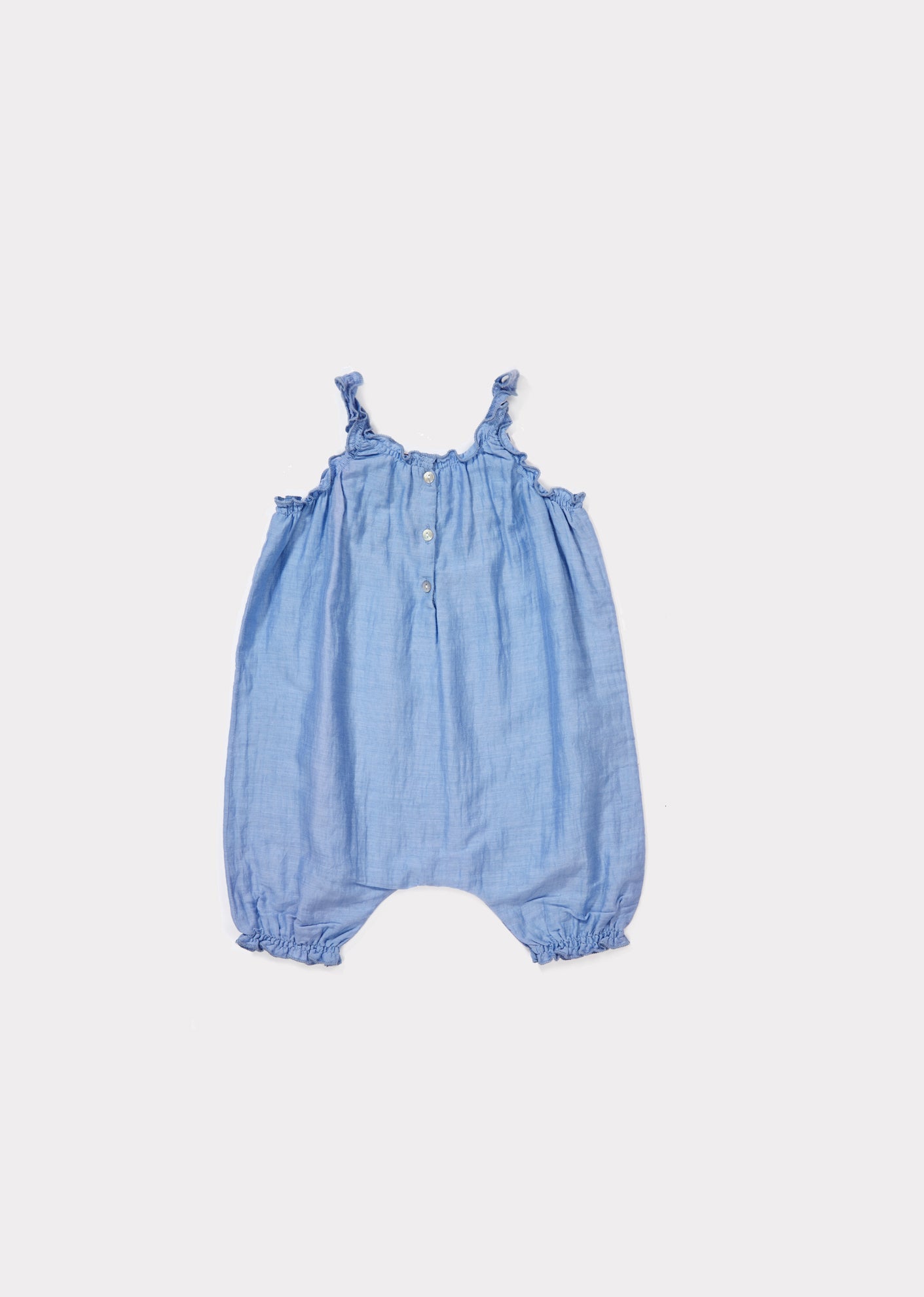 Baby Azure Blue Cotton Woven Romper