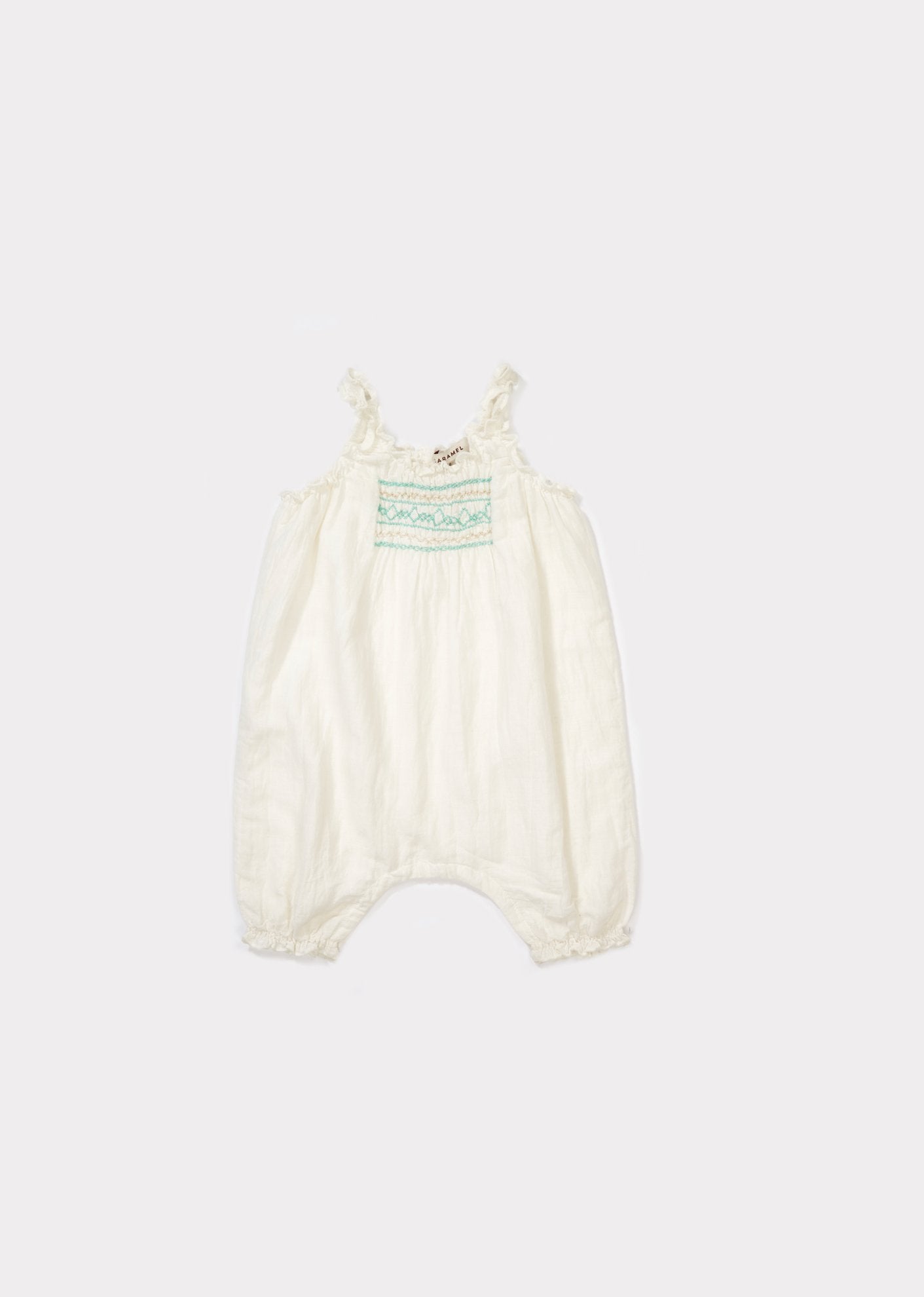 Baby Off White Cotton Woven Romper