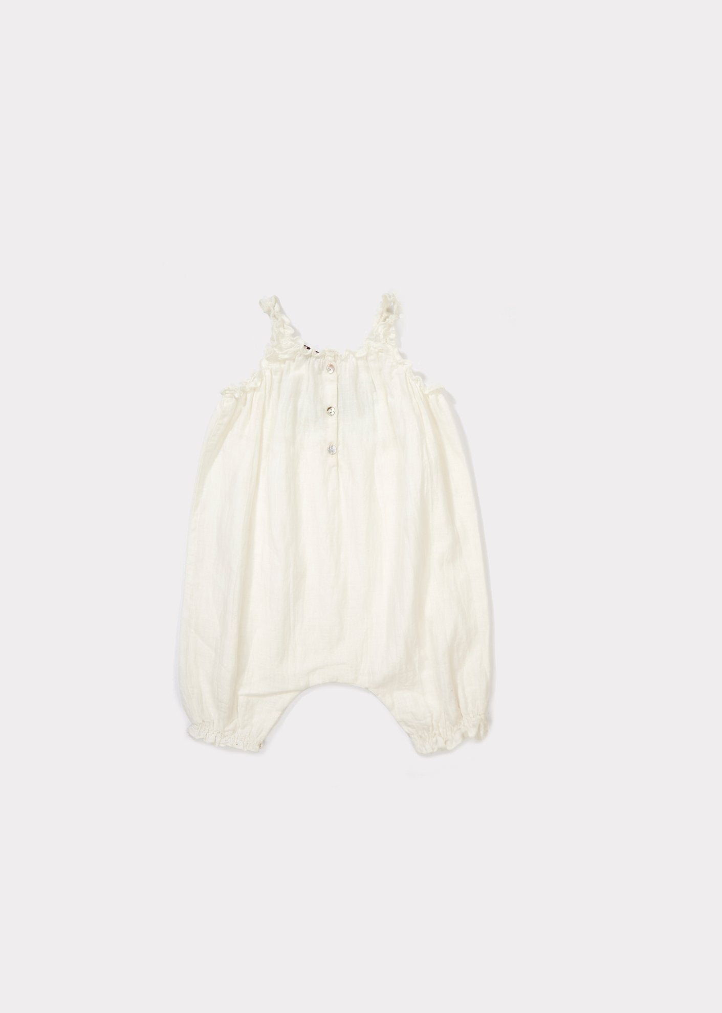 Baby Off White Cotton Woven Romper
