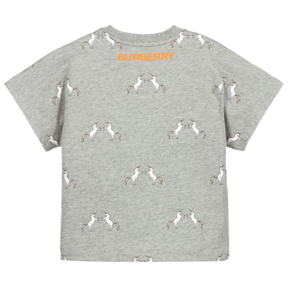 Girls Grey Melange Cotton T-Shirt