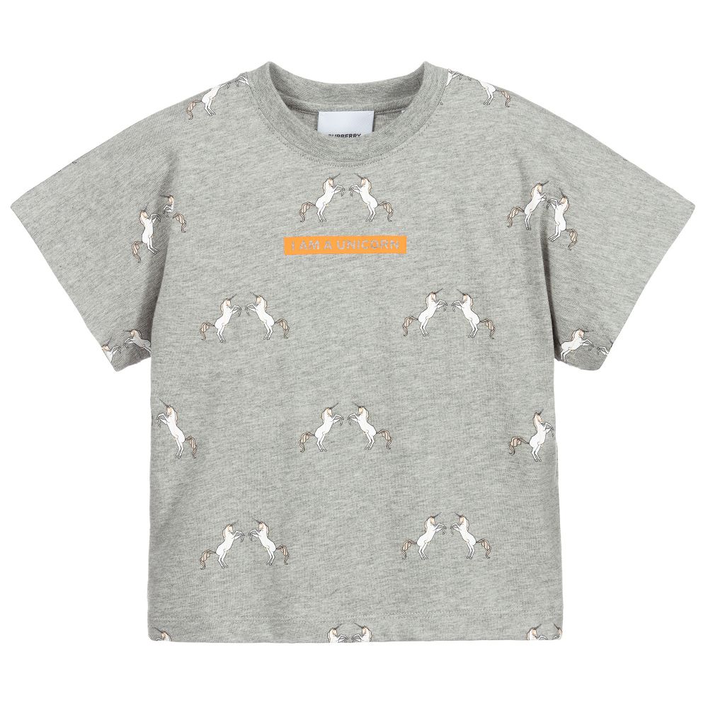 Girls Grey Melange Cotton T-Shirt