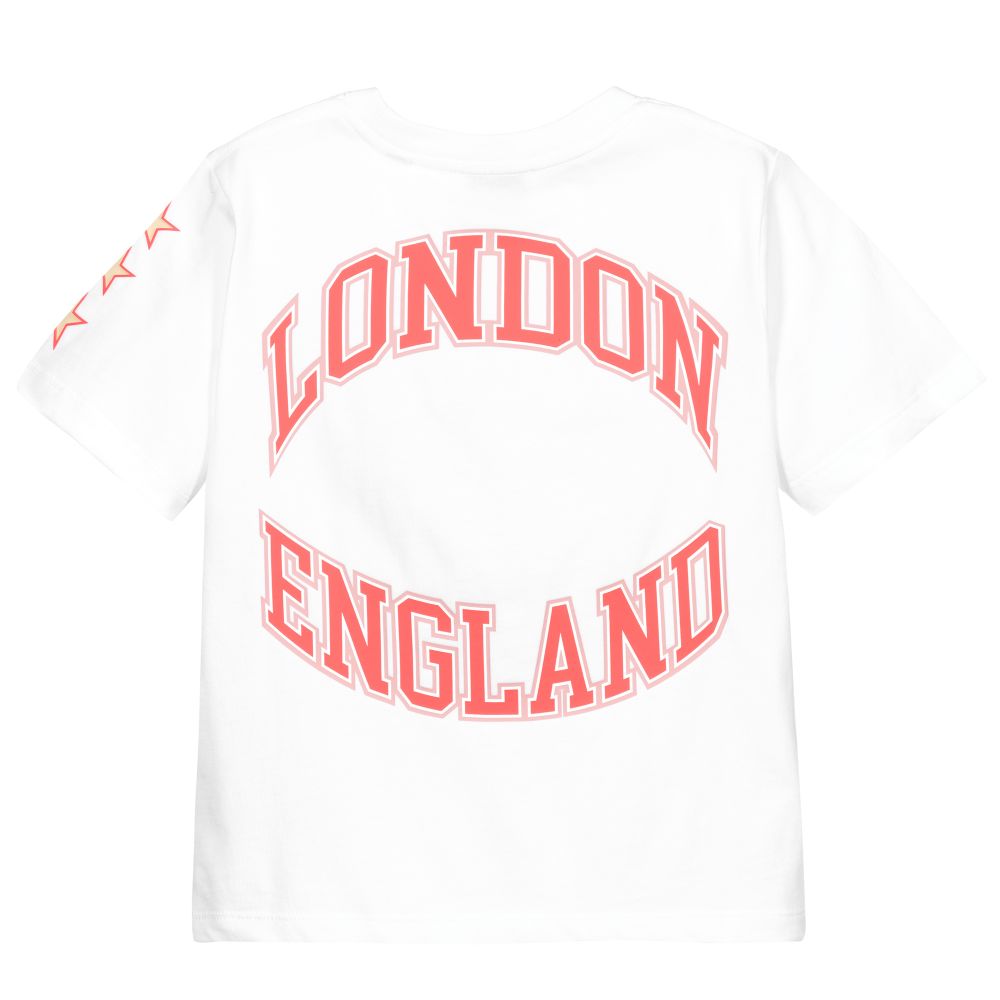 Girls White Elephent Cotton T-Shirt