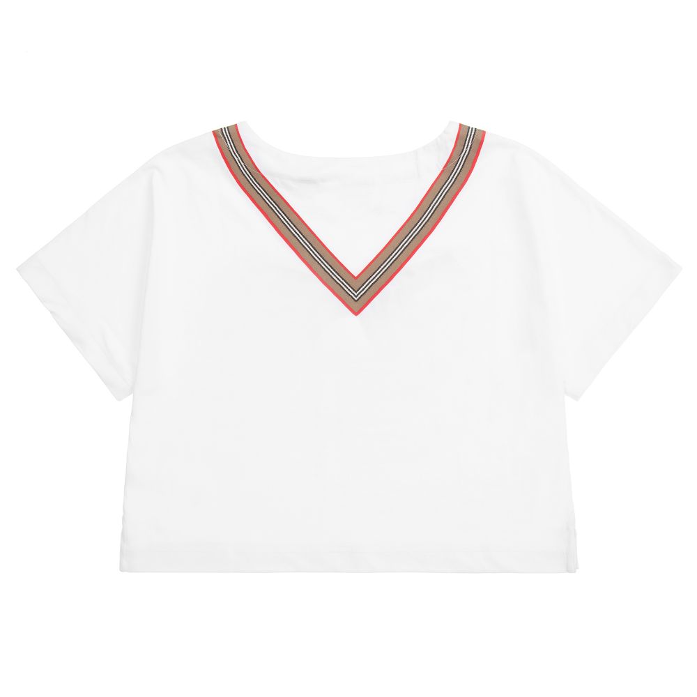 Girls White Cotton T-Shirt