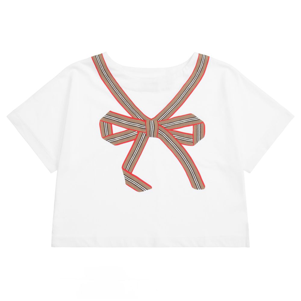 Girls White Cotton T-Shirt