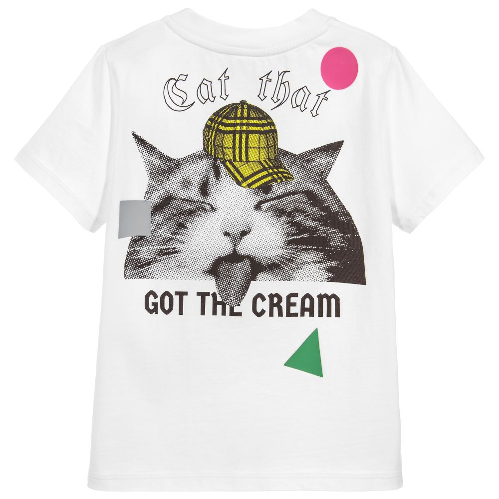 Girls White Cotton T-shirt