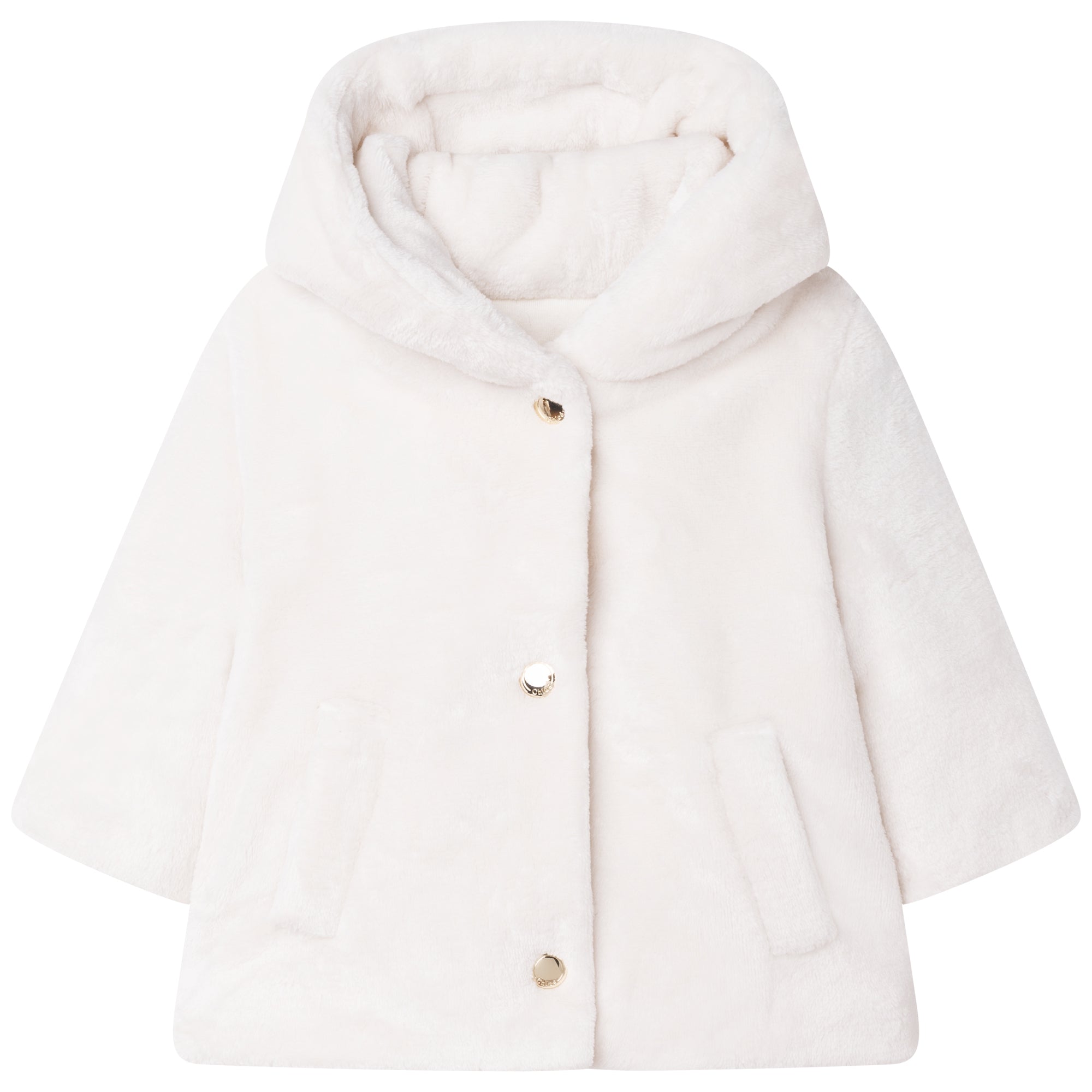 Baby Girls White Hooded Coat