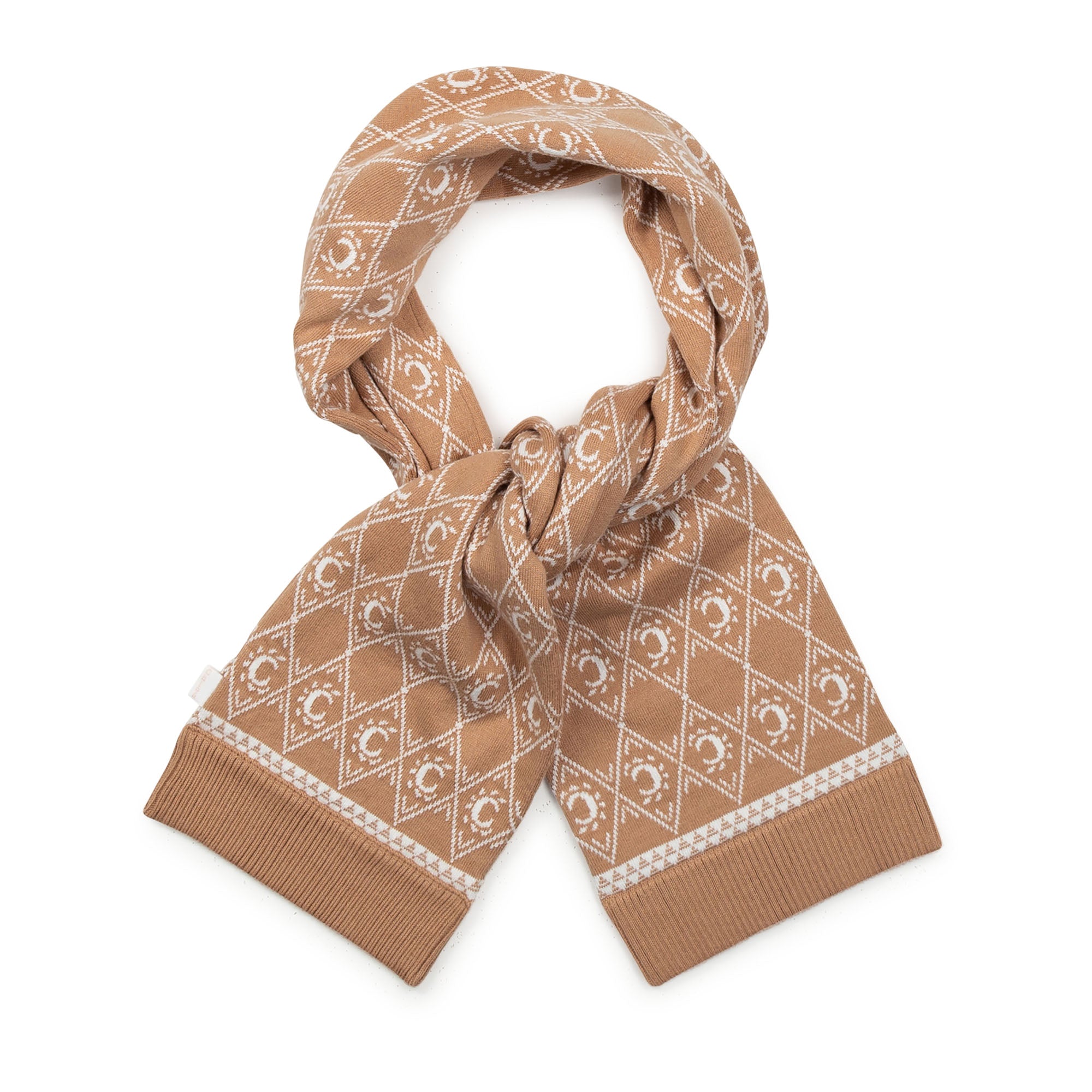 Girls Beige Logo Scarf