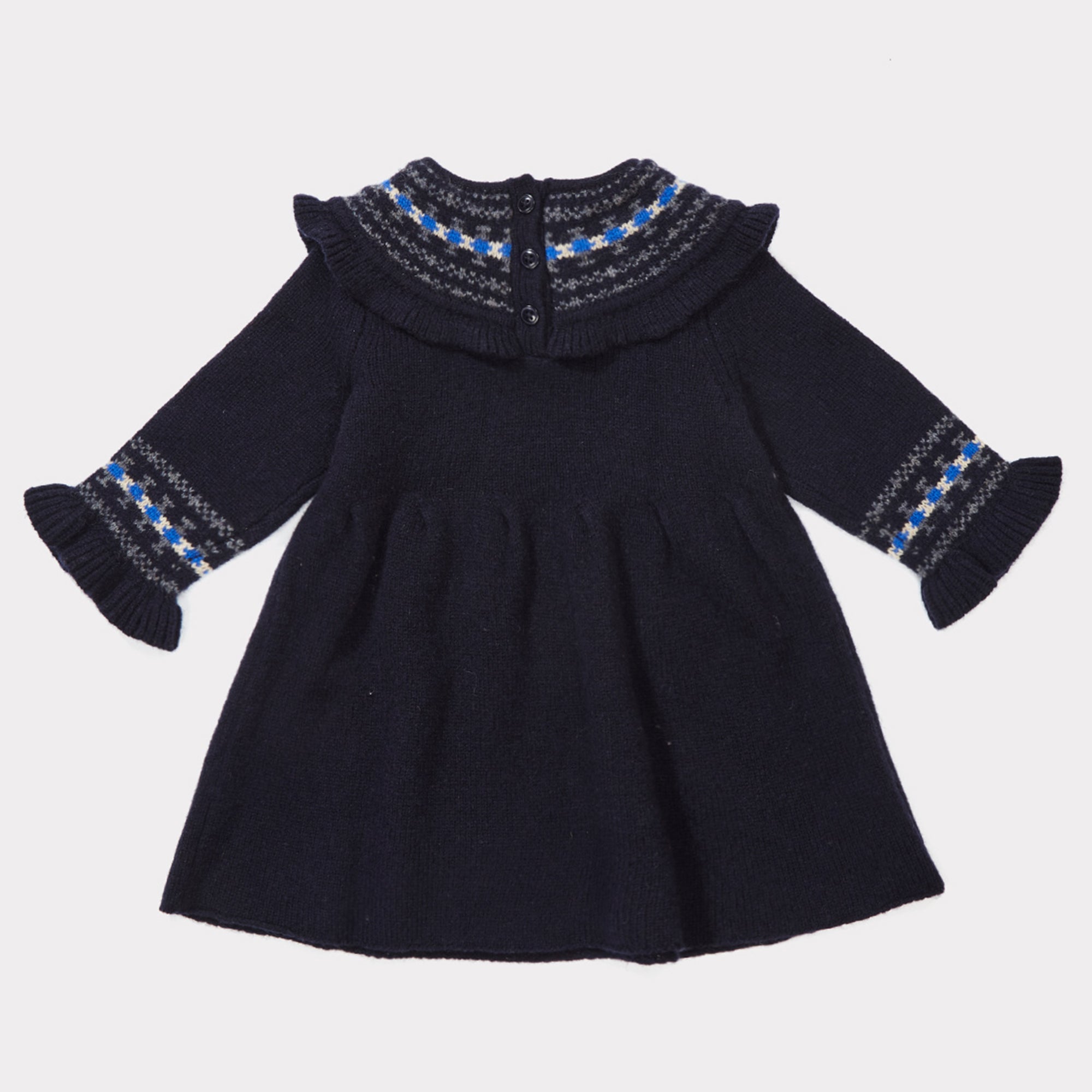 Baby Girls Navy Fairisle Dress