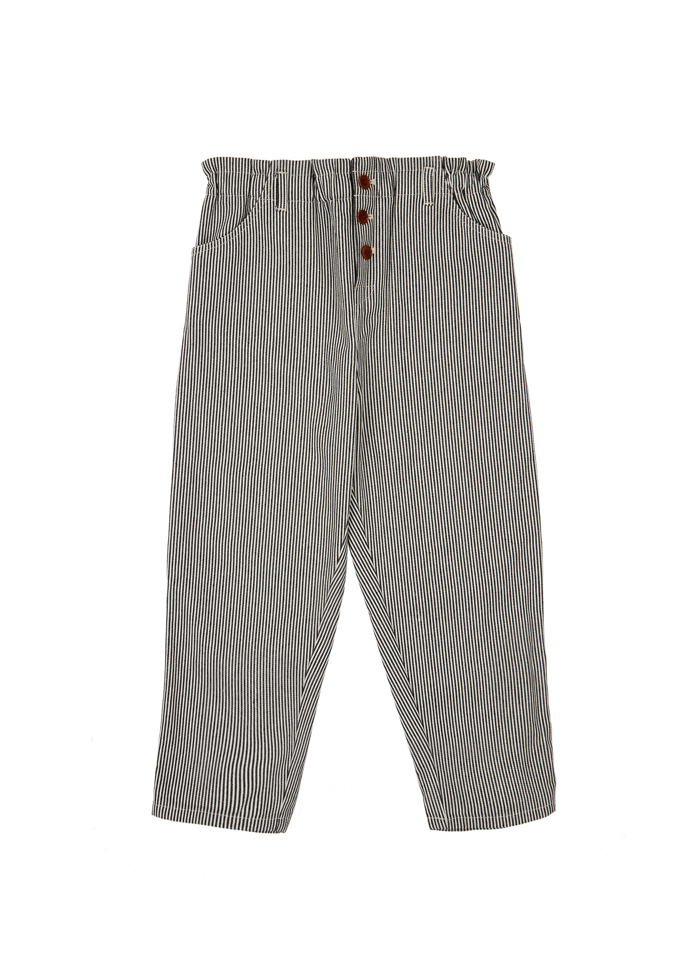 Girls Black & White Stripe Cotton Trousers