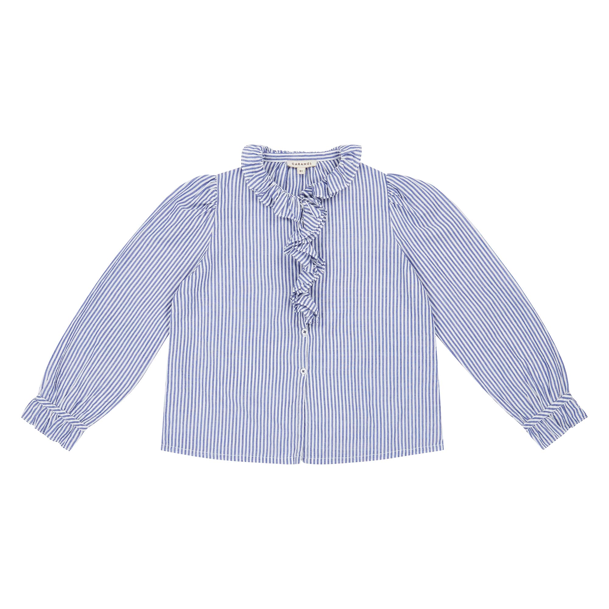 Girls Blue Stripes Cotton Shirt
