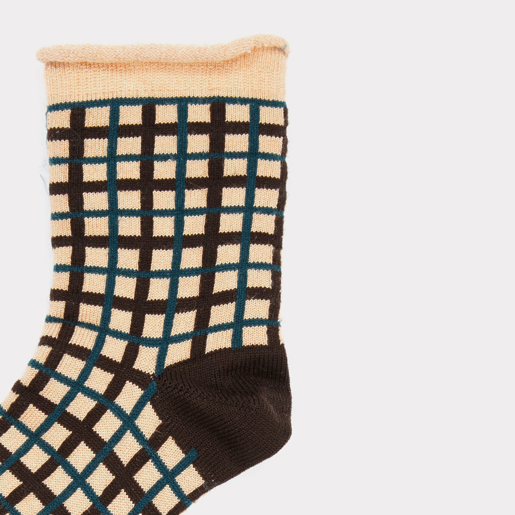 Girls Pink & Green Check Silk Socks