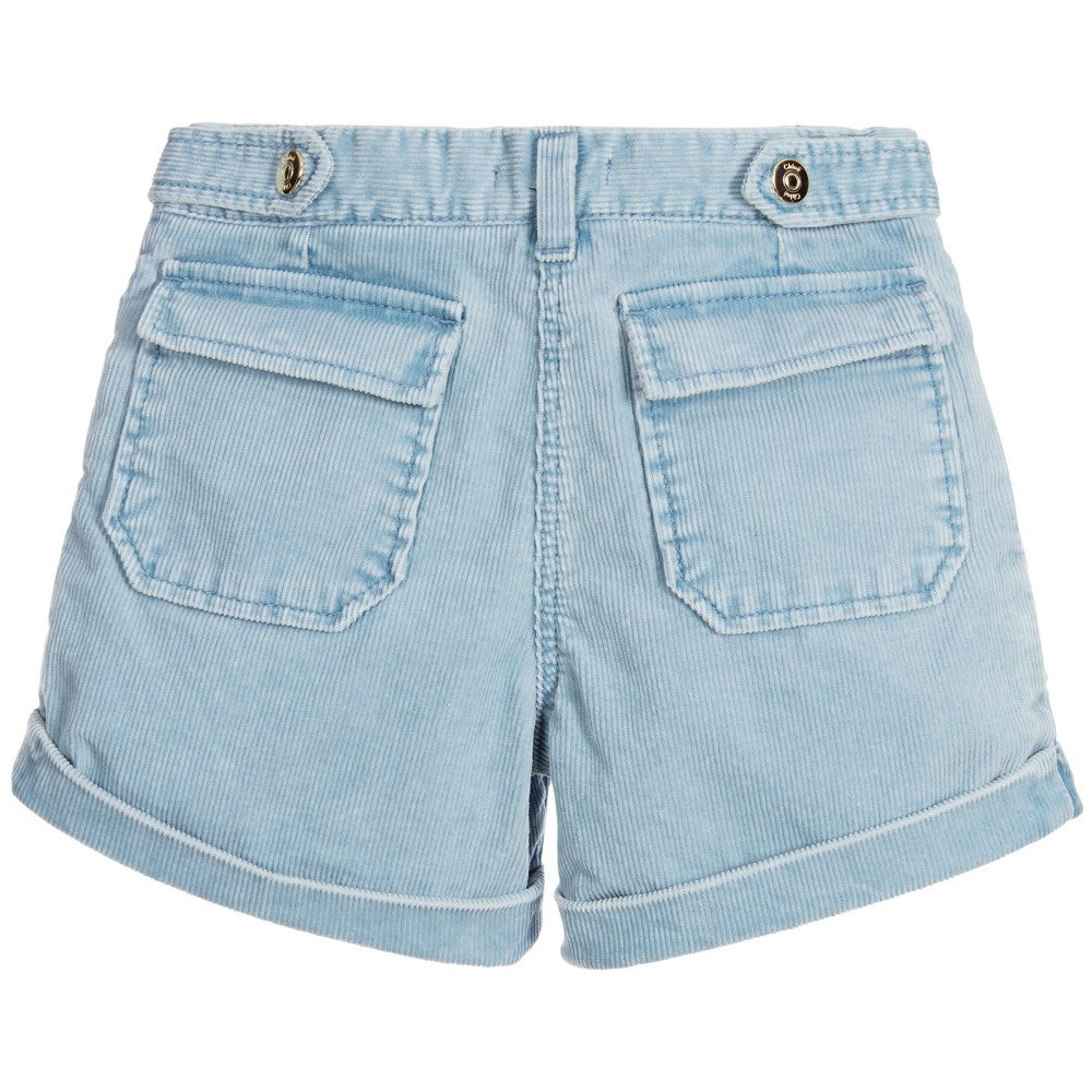 Girls Light Blue Denim Cotton Short - CÉMAROSE | Children's Fashion Store - 2