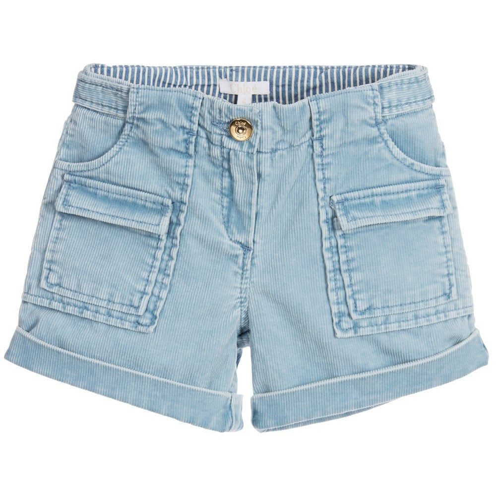 Girls Light Blue Denim Cotton Short - CÉMAROSE | Children's Fashion Store - 1