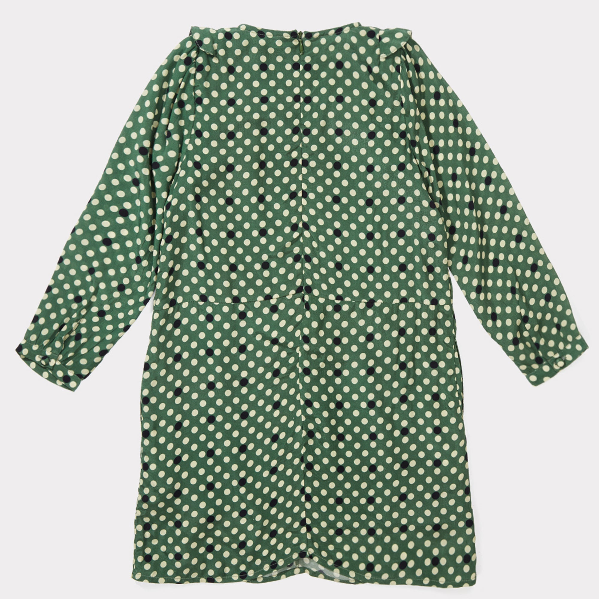 Girls Forest Green Polka Dot Dress