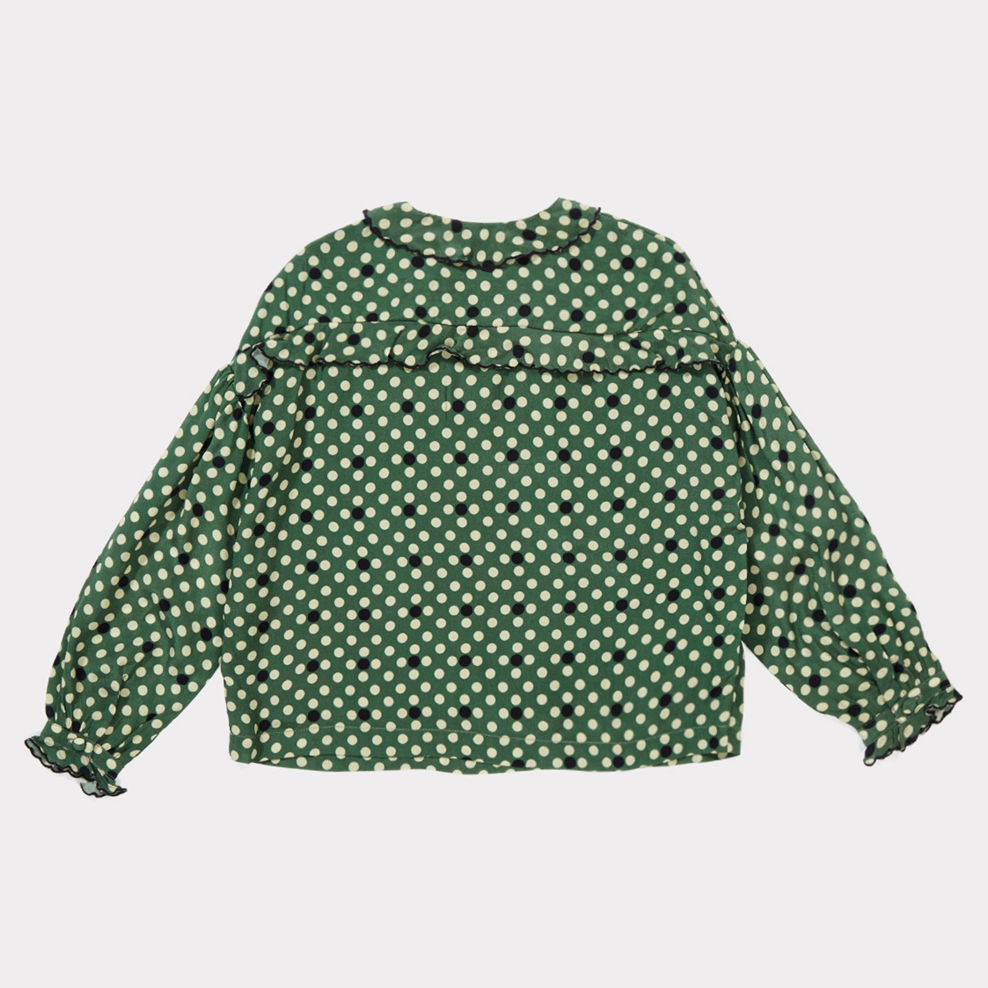 Girls Forest Green Polka Dot Blouse