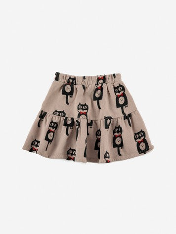 Girls Beige Printed Skirt