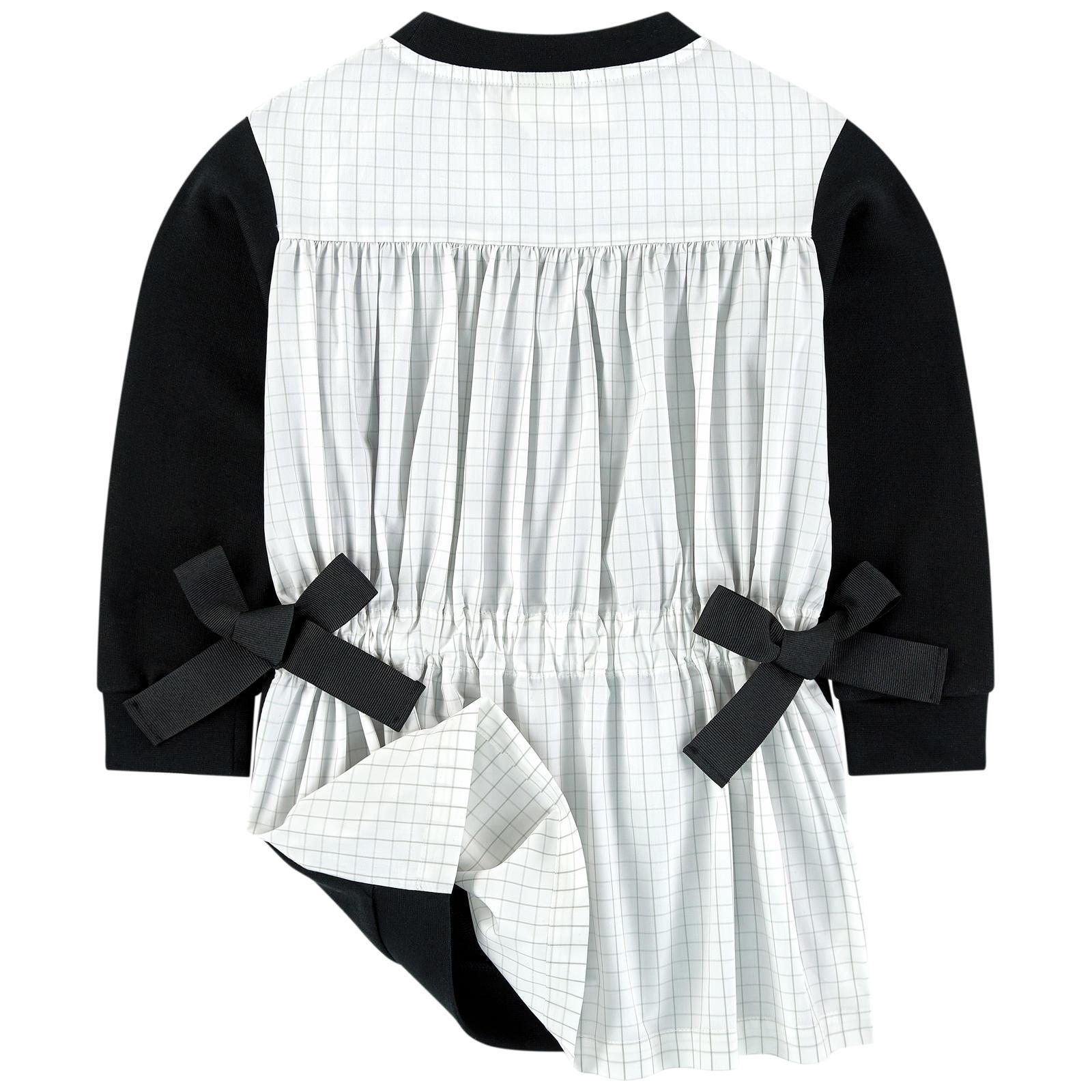Girls Black & White Cotton Dress