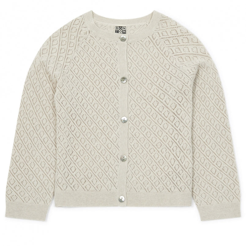 Girls Beige Cotton Cardigan