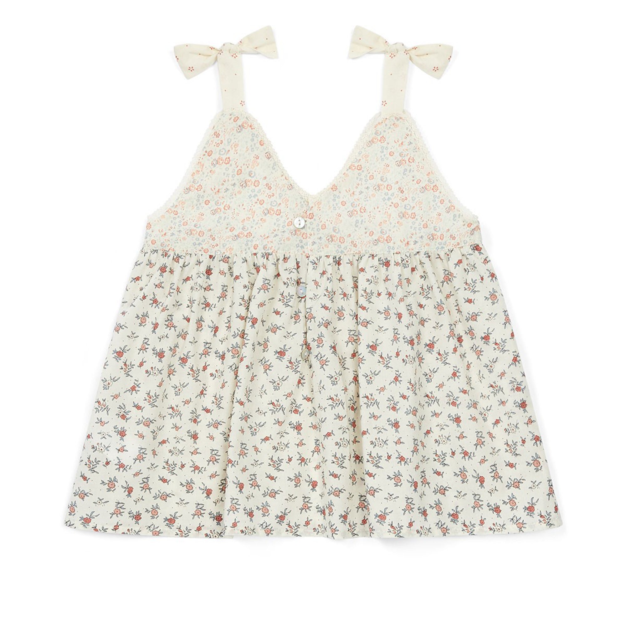 Girls Beige Cotton Flower Top