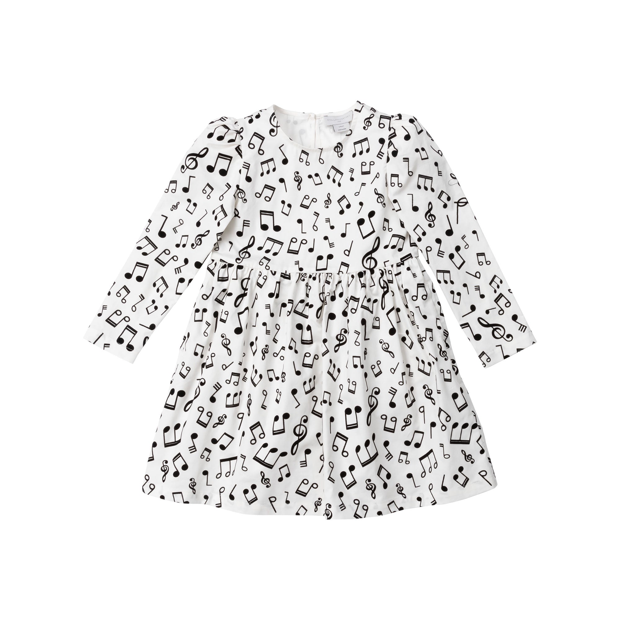 Girls Musical Notes Cream Cotton Dress