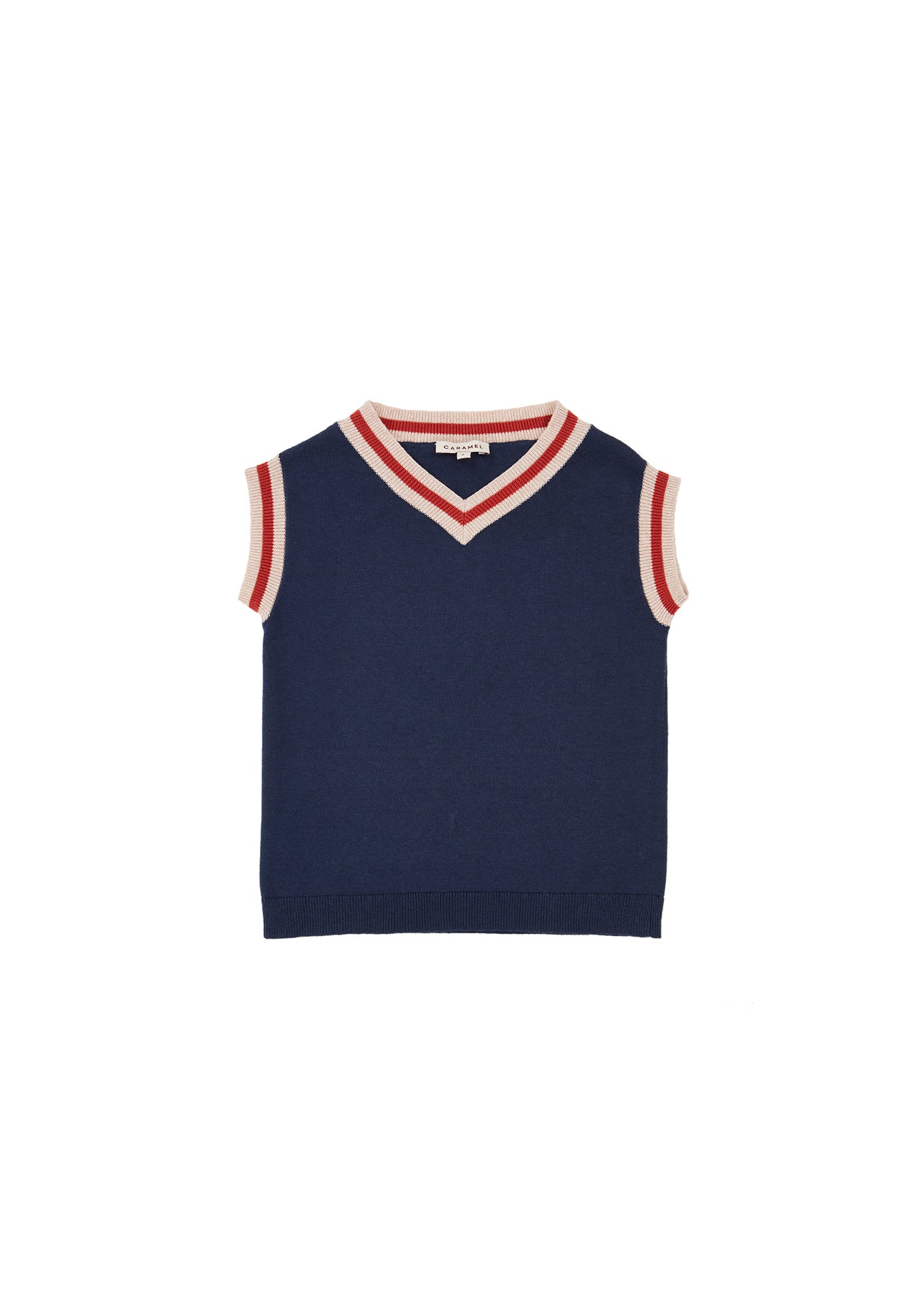 Girls Navy Knit Cotton Vest