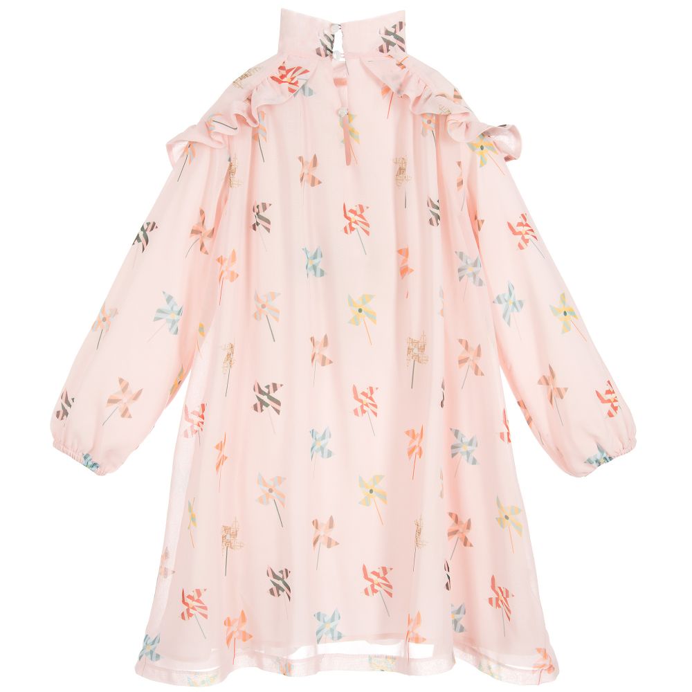 Girls Pink Printed Dress