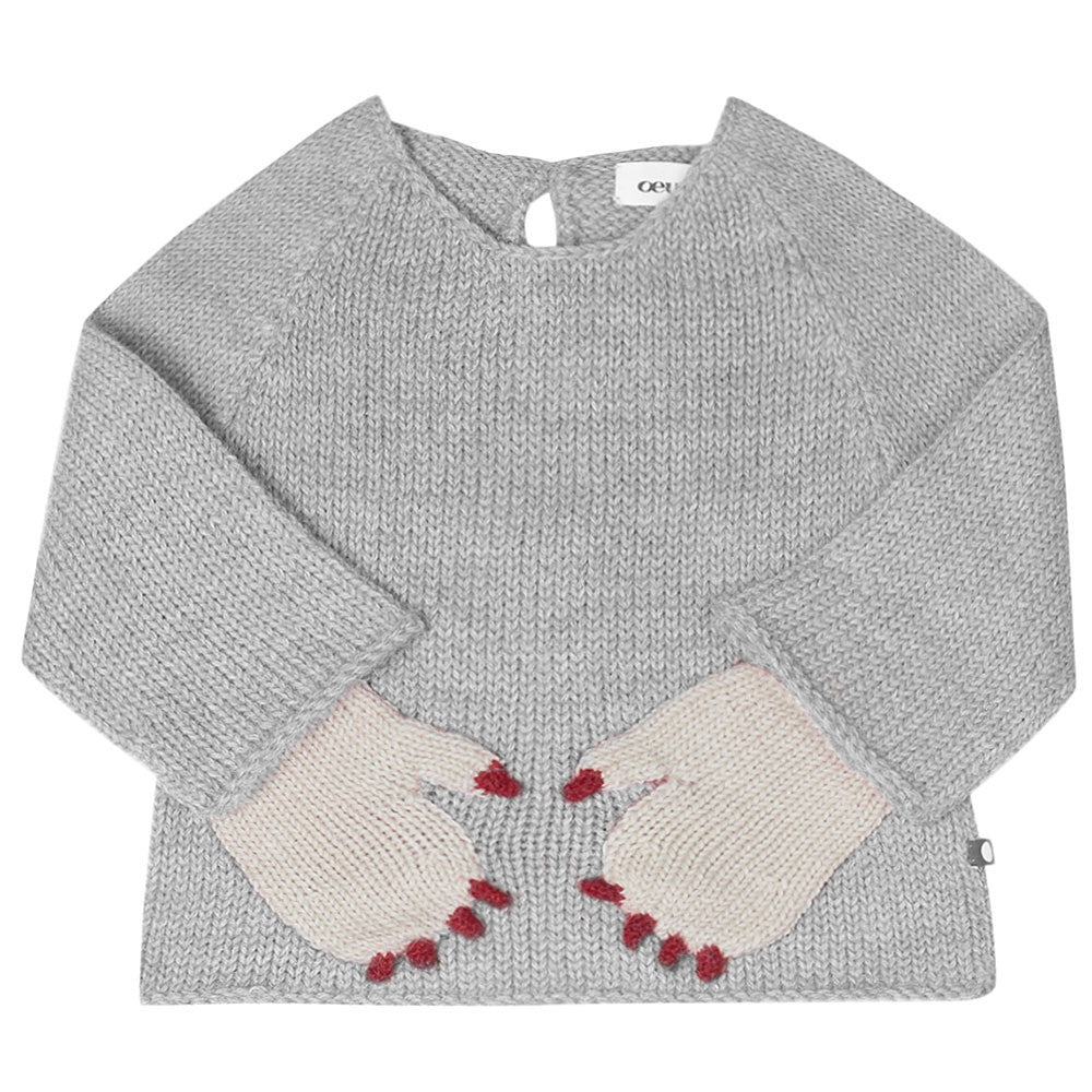 Baby Light Grey Monster Sweater With Gloves - CÉMAROSE | Children's Fashion Store - 1