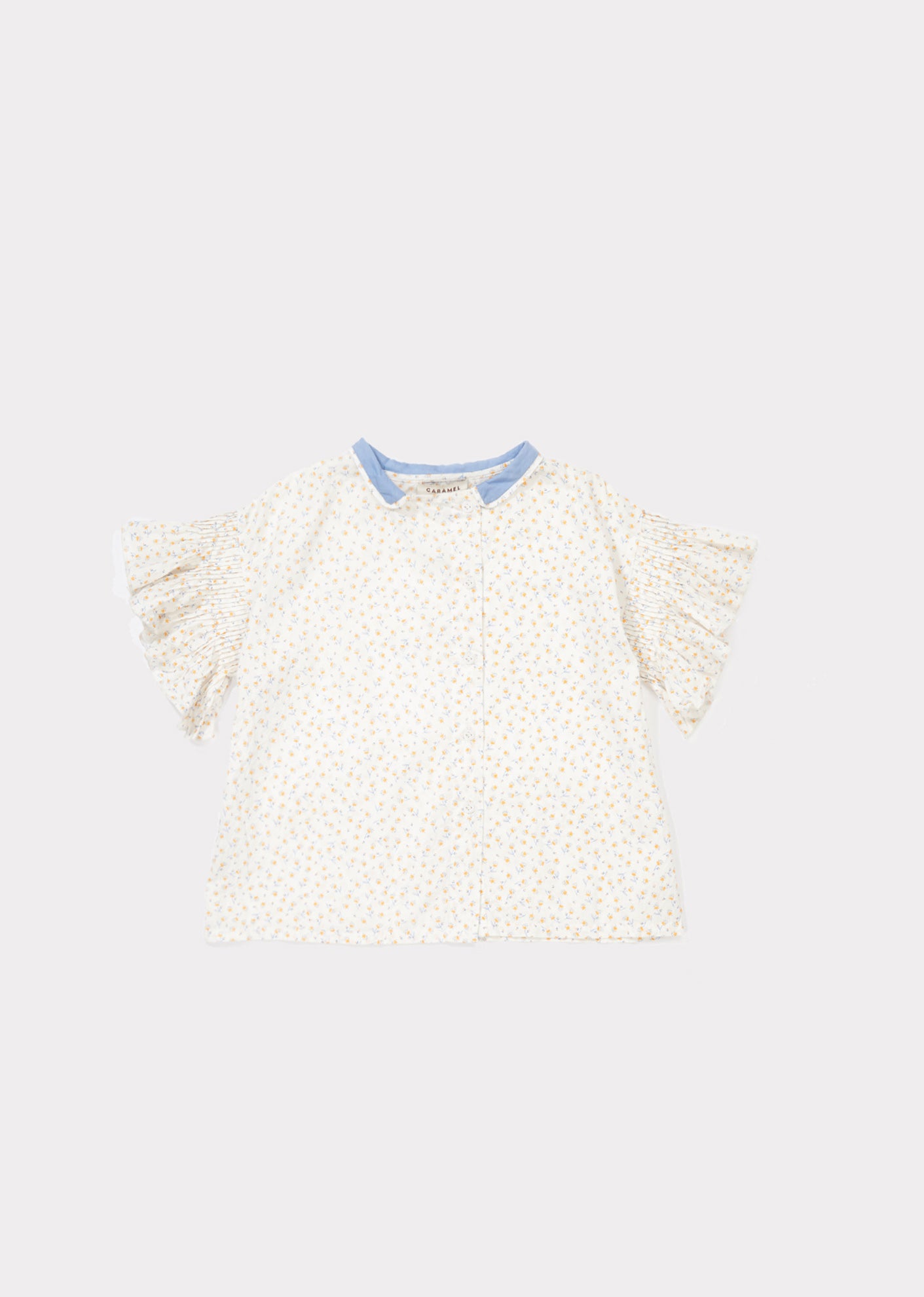 Girls Orange Floral Cotton Shirt