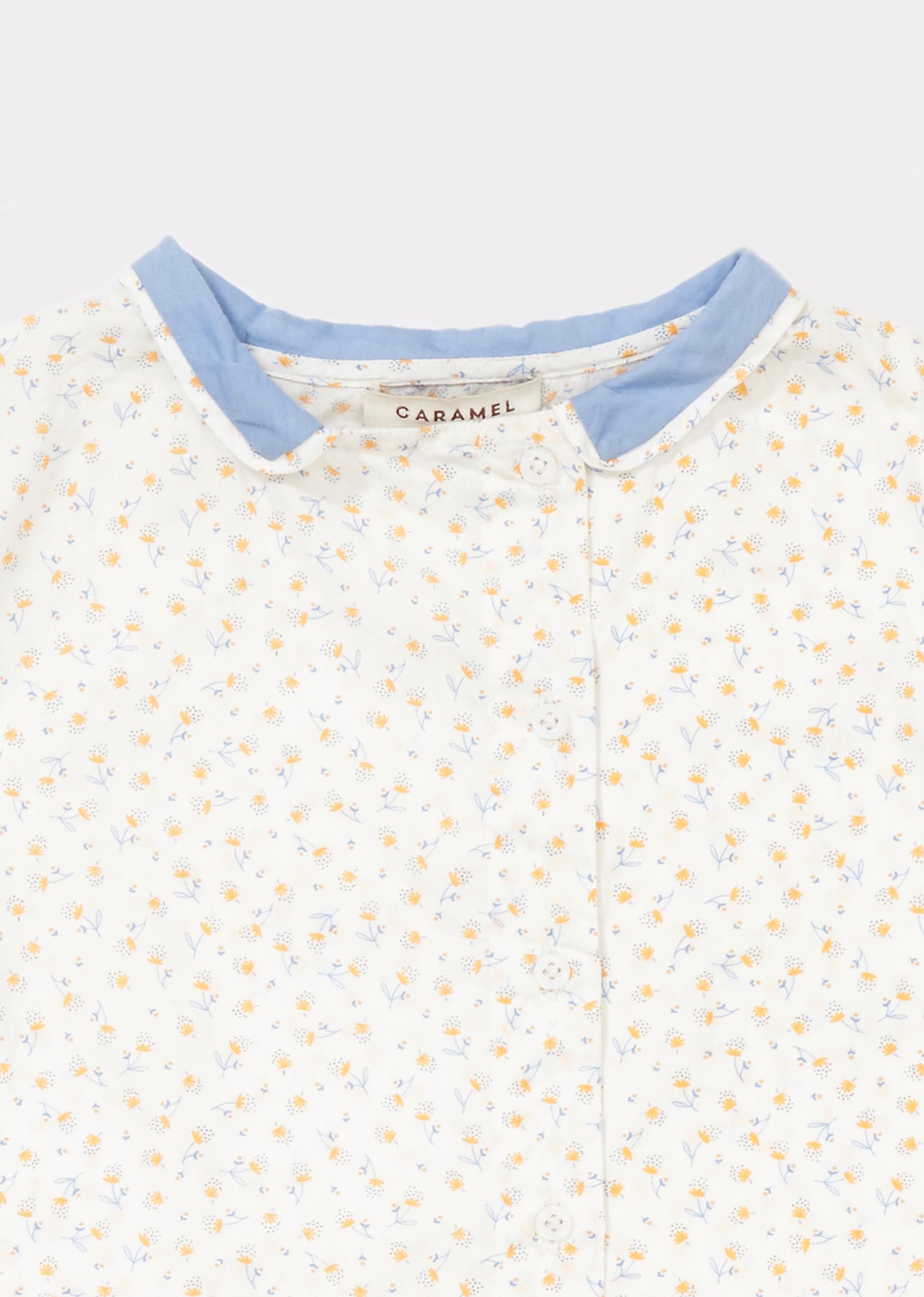 Girls Orange Floral Cotton Shirt