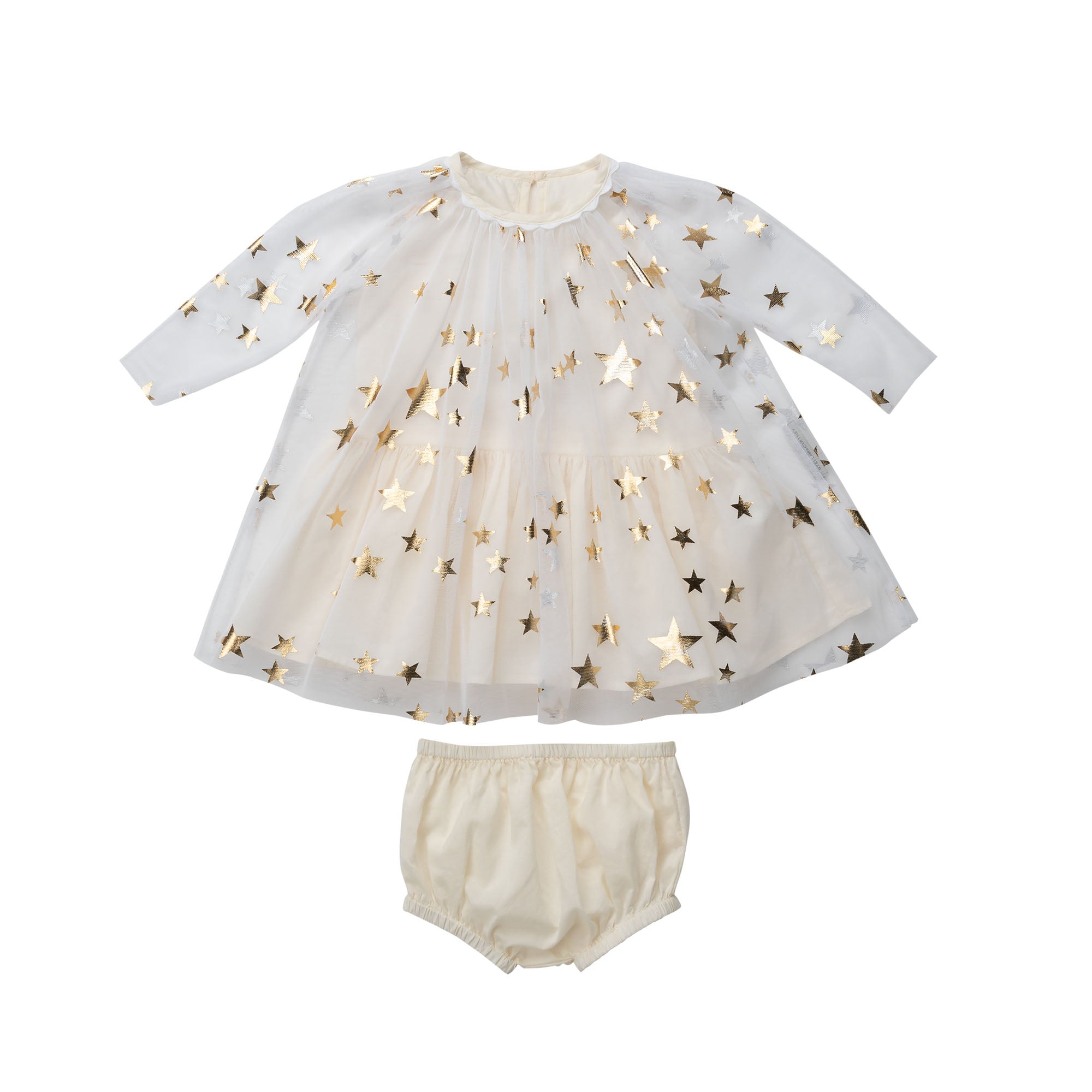 Baby Girls Cream Gold Stars Tulle Dress Set