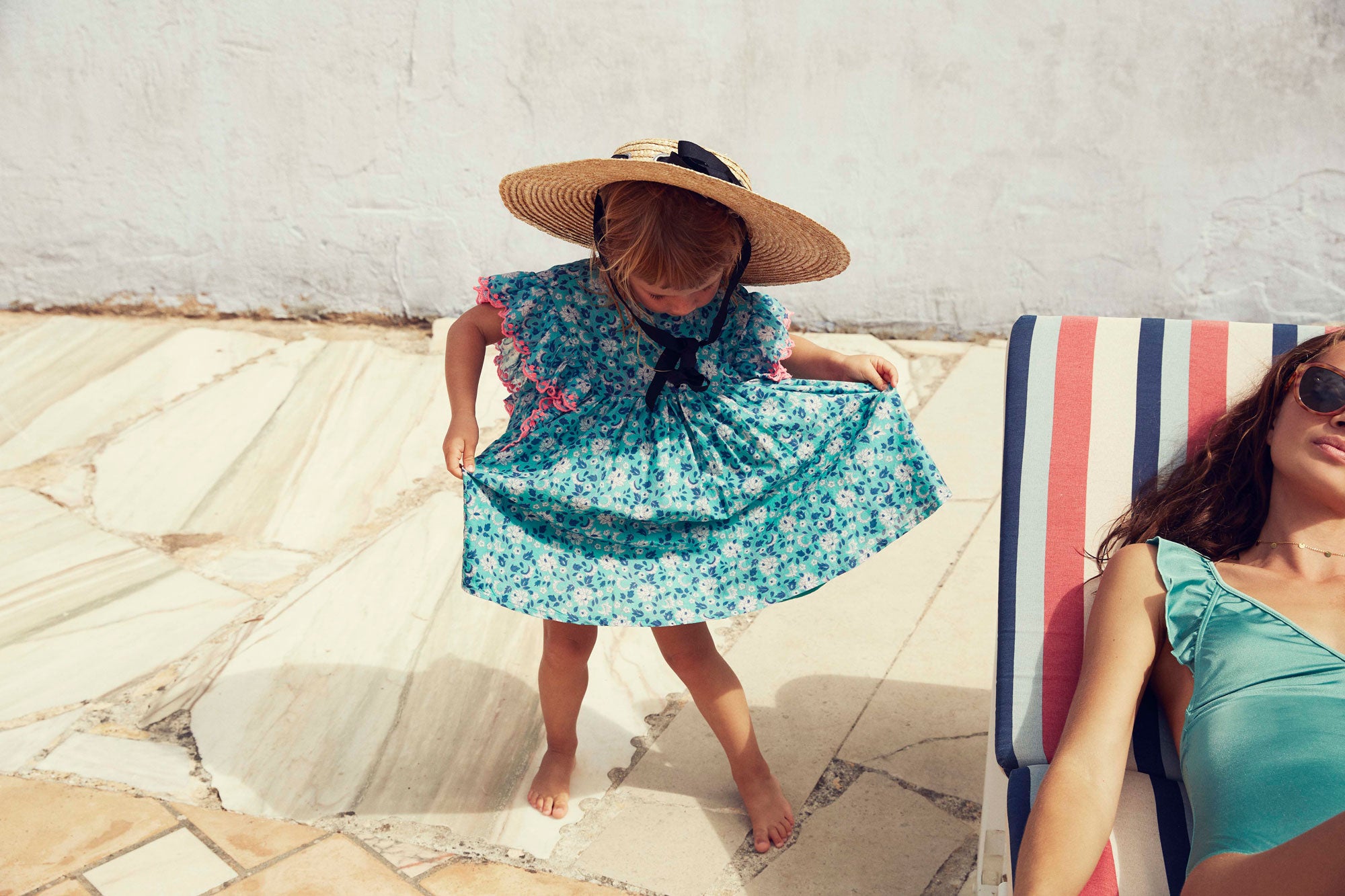 Girls Emerald Flowers Cotton Dress