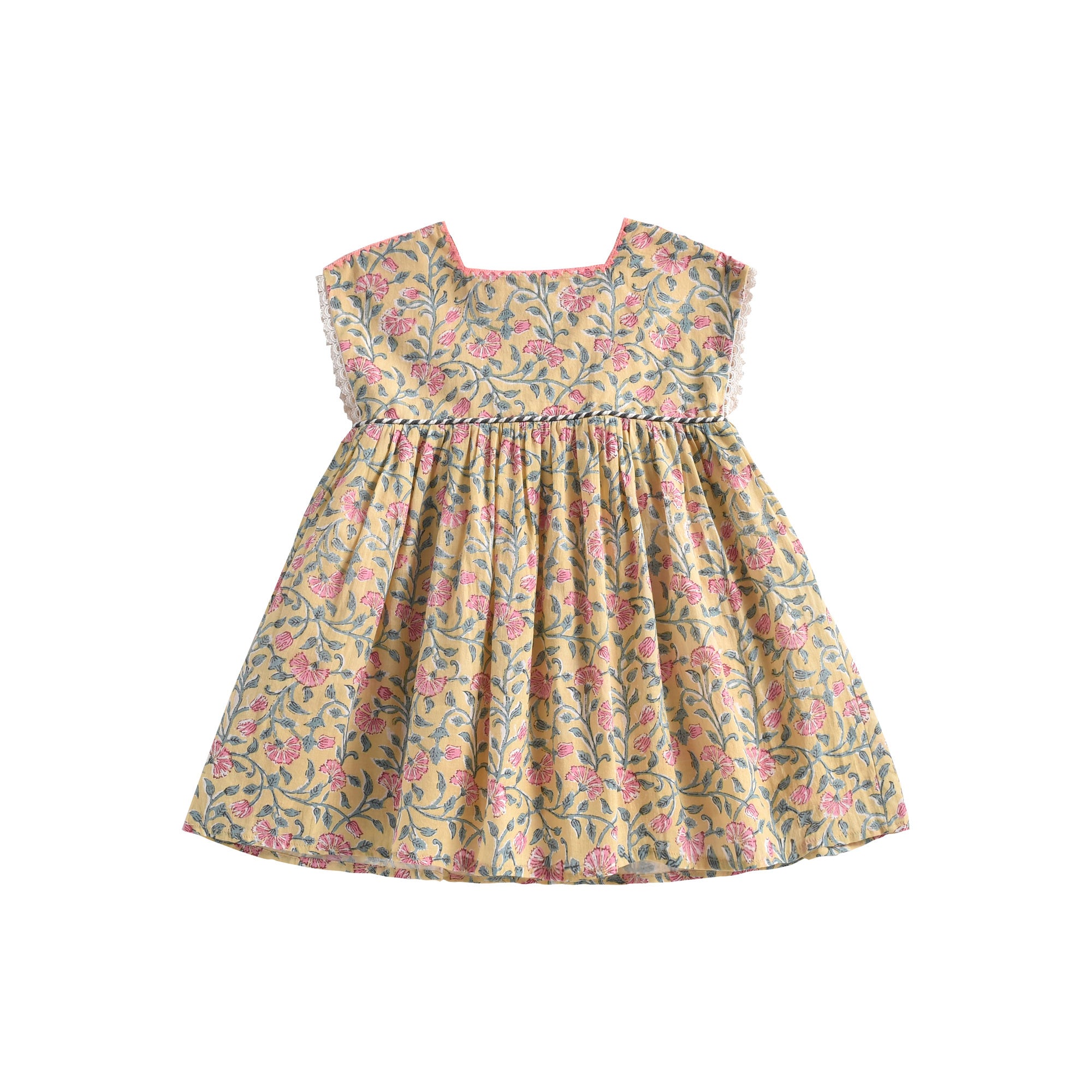Girls Lemon Flowers Cotton Dress