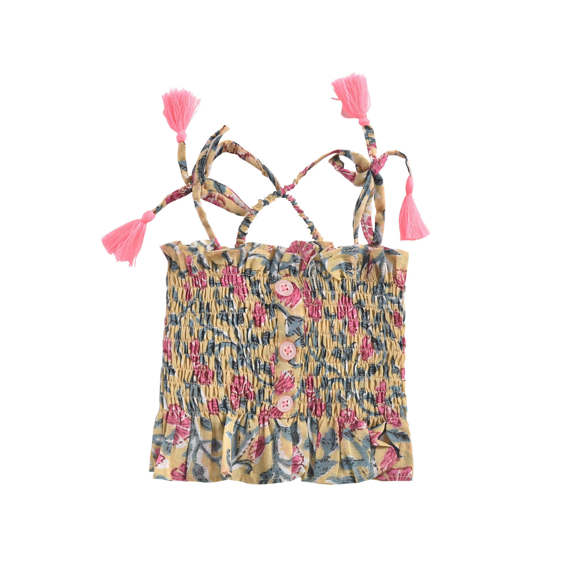 Girls Lemon Flowers Cotton Top