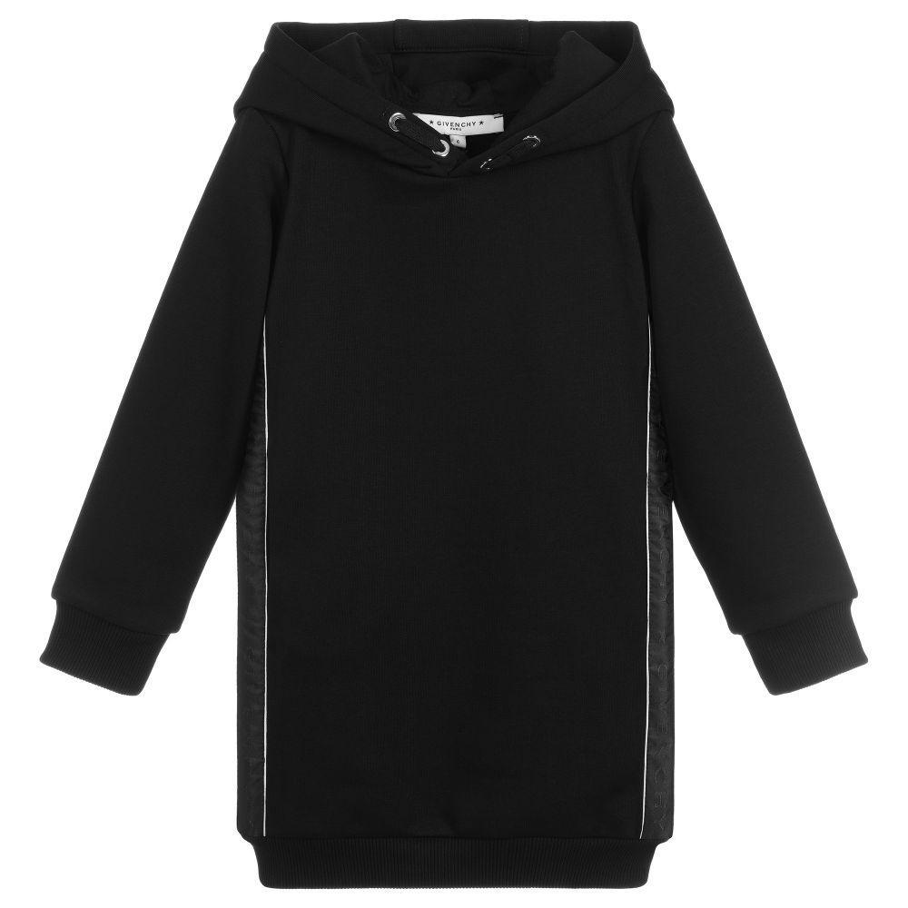 Girls Black Logo Cotton Dress