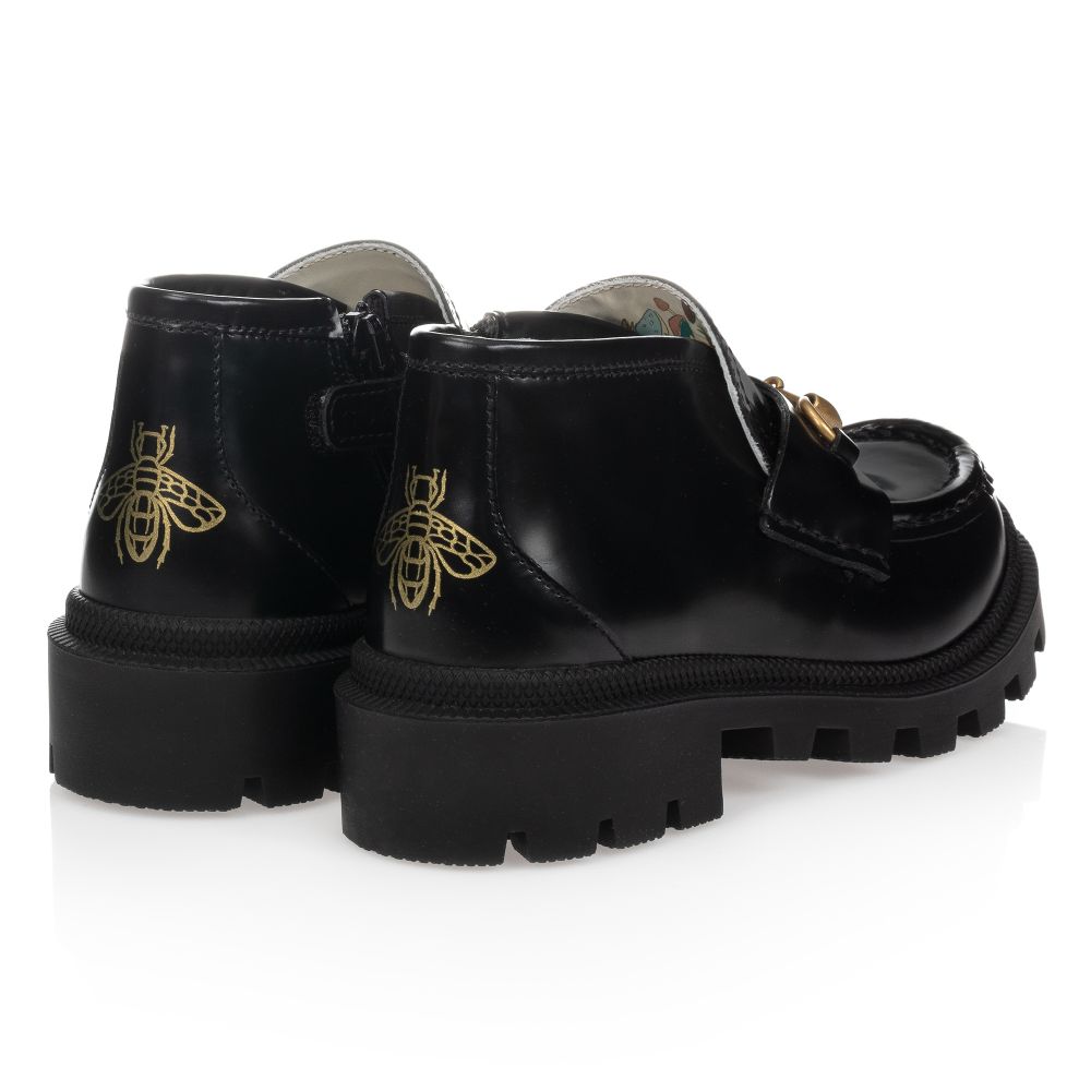 Bottines noires en cuir de veau pour filles