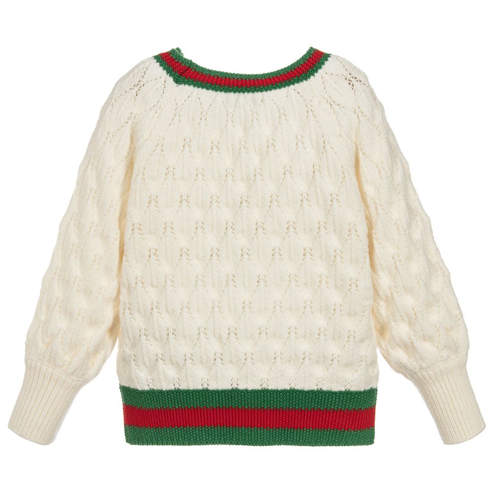 Girls White Wool Sweaters