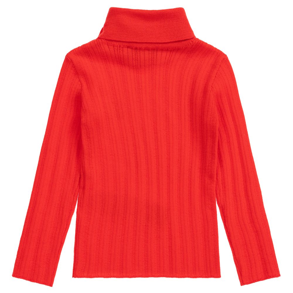 Col roulé en laine rouge GG pour bébés filles