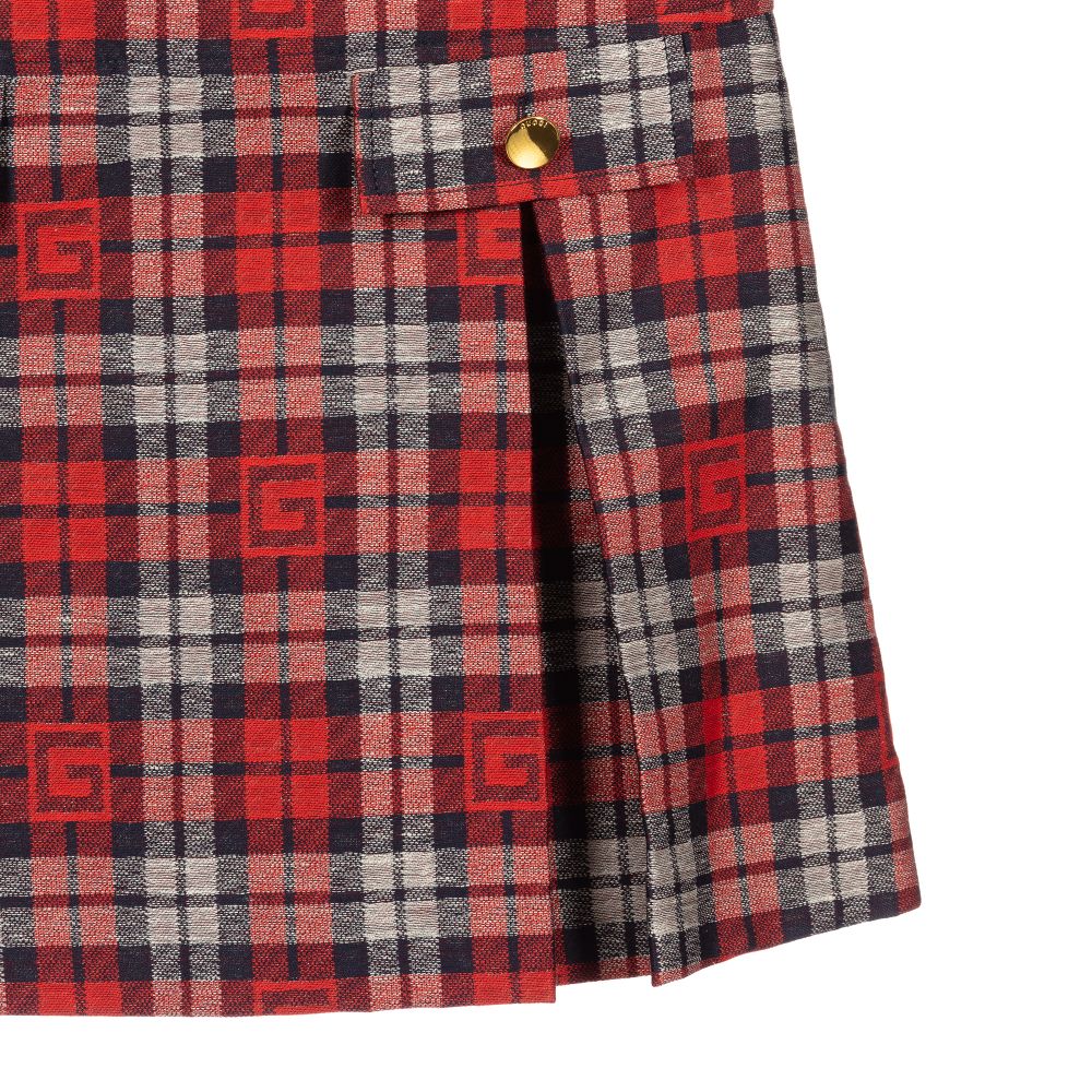 Robe à carreaux rouges pour fille
