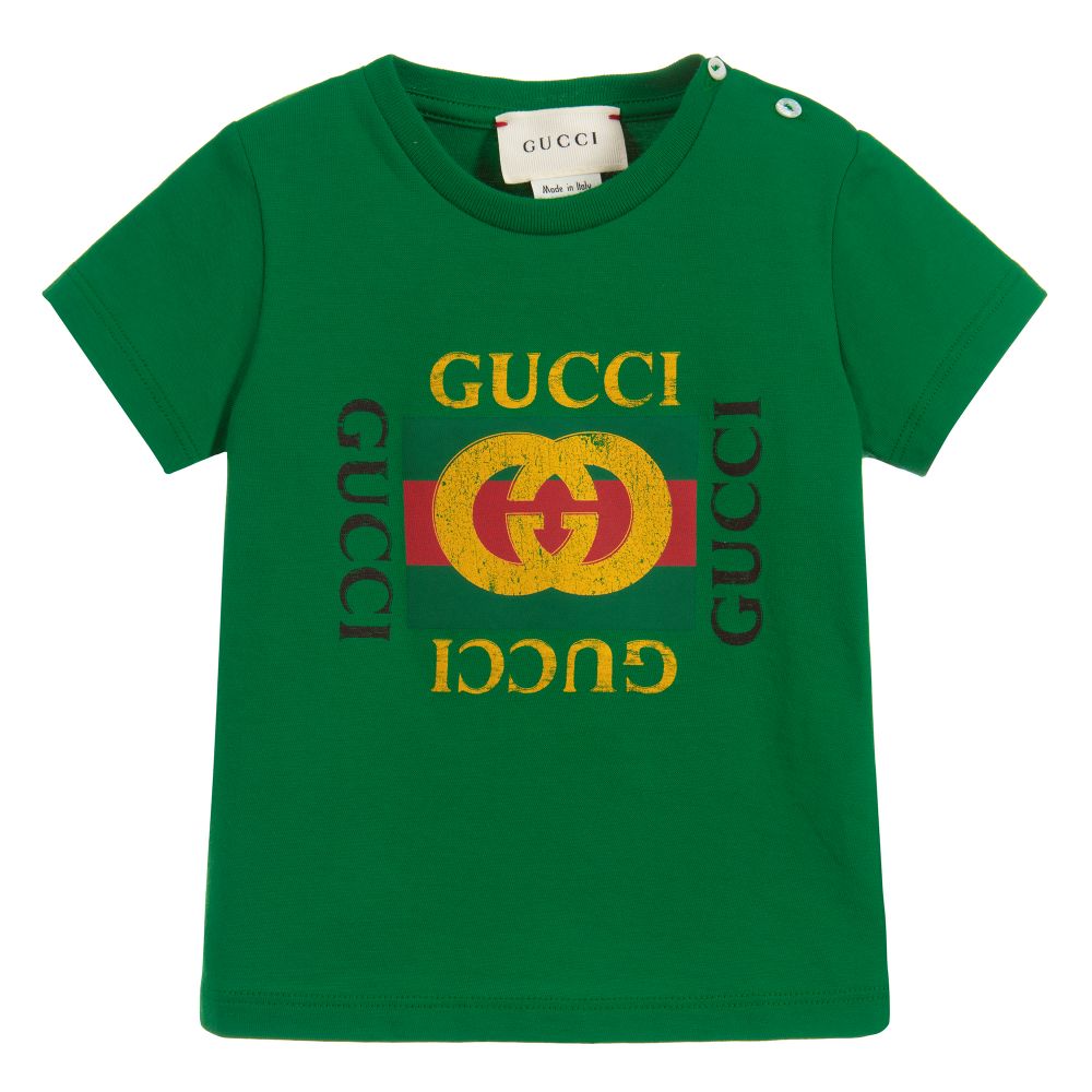 Baby Green "GG" Logo Cotton T-shirt