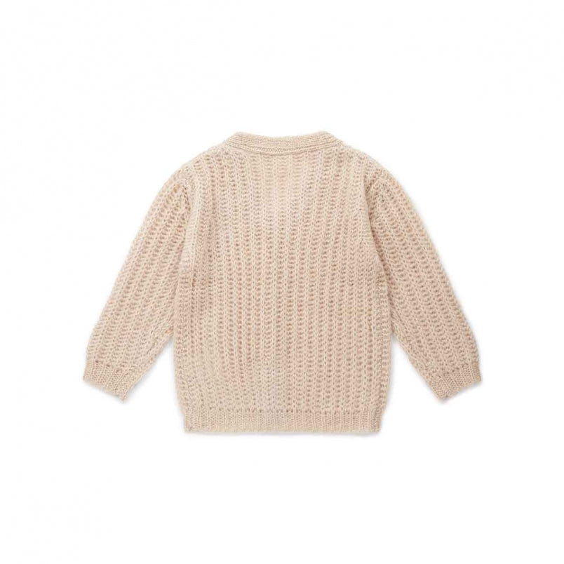 Girls Beige Button Cardigan