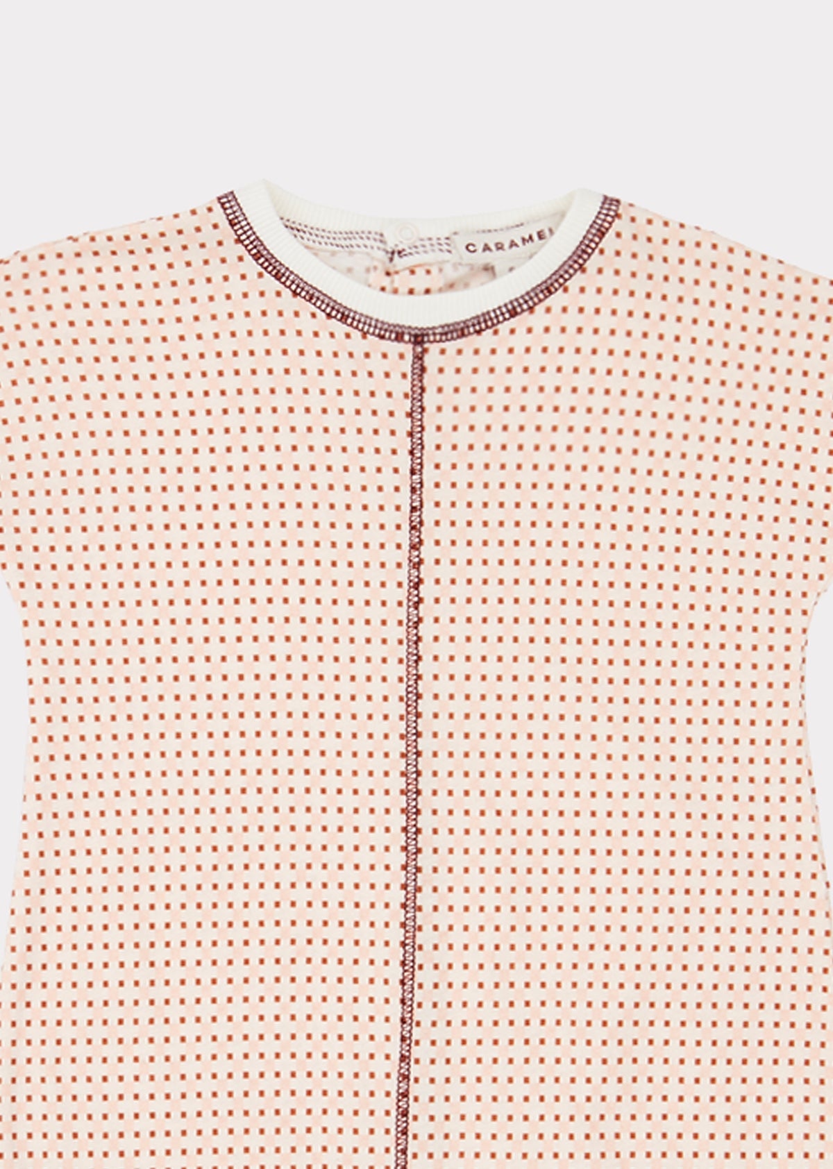 Grenouillère bébé fille en coton à carreaux rose clair