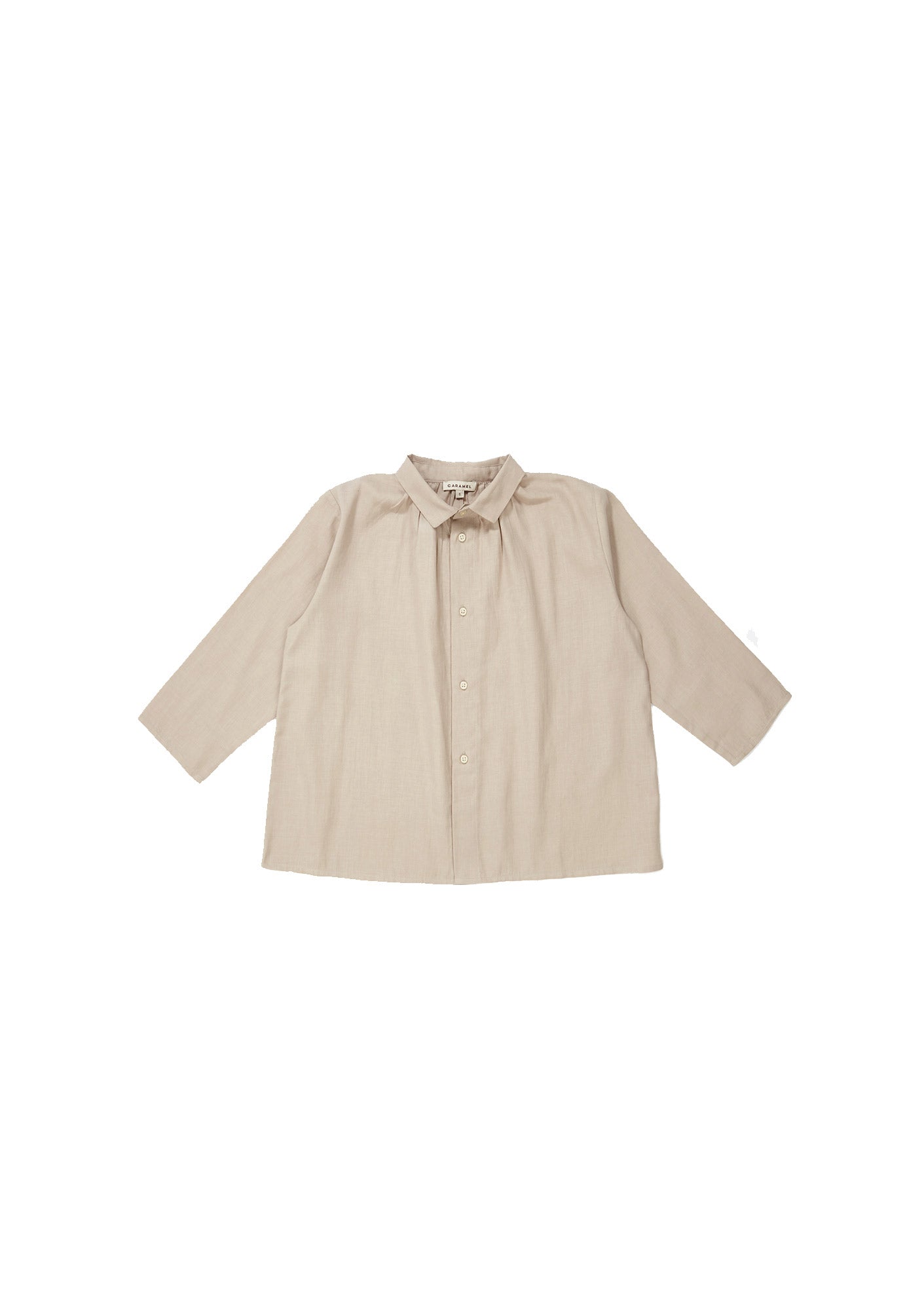 Girls Beige Buttons Cotton Shirt