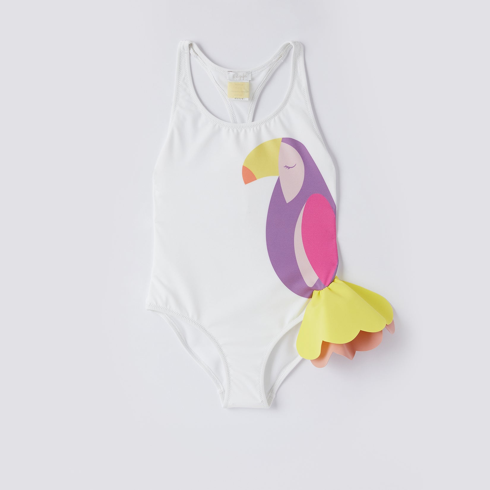 Girls White Bird Swimsuit