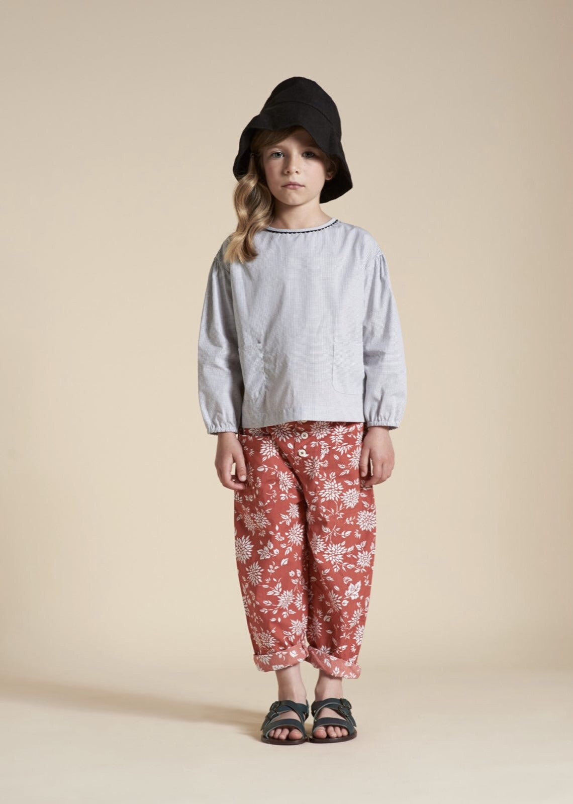 Girls Red Flower Printed Trousers