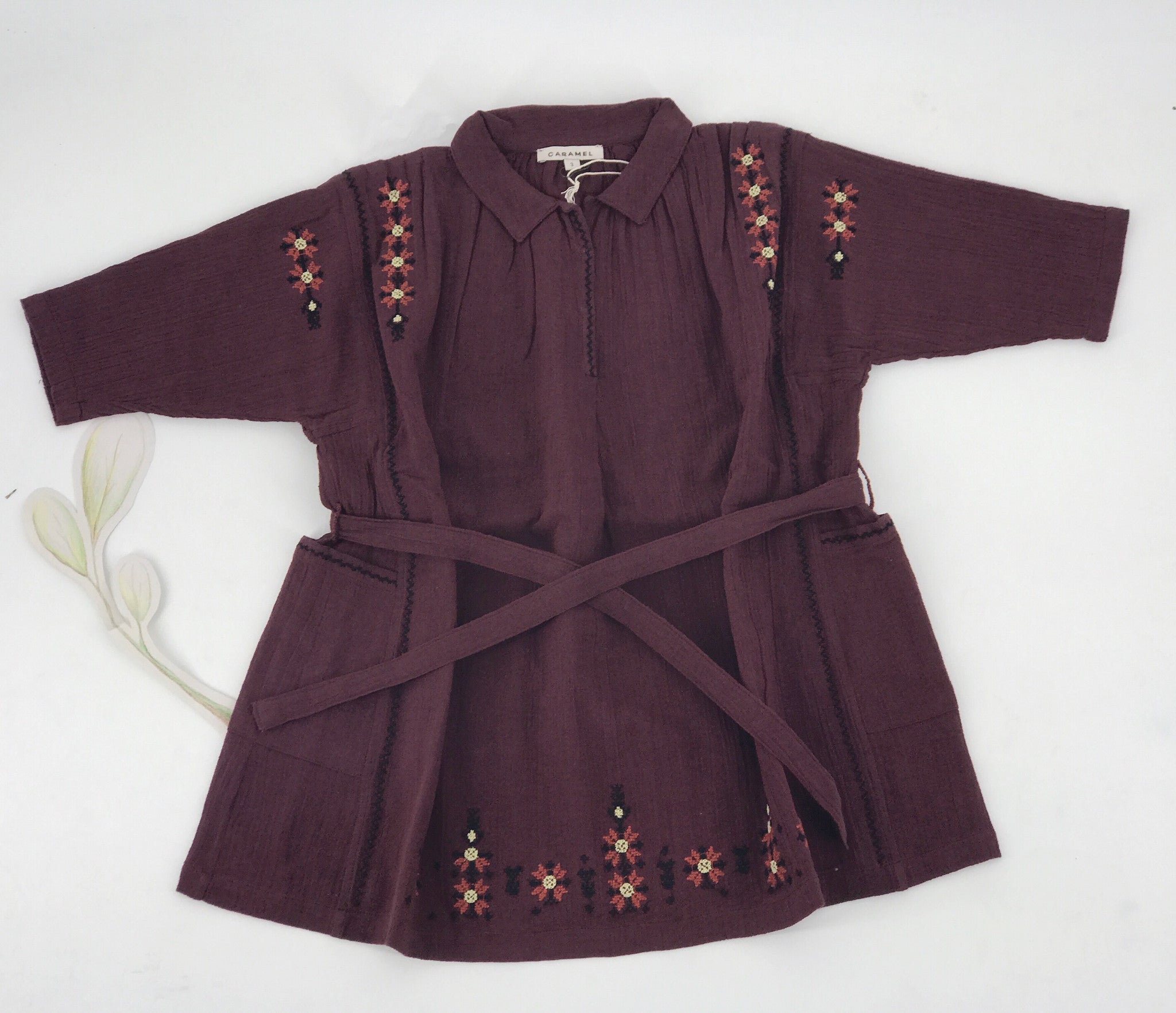 Girls Brick Cotton Dress