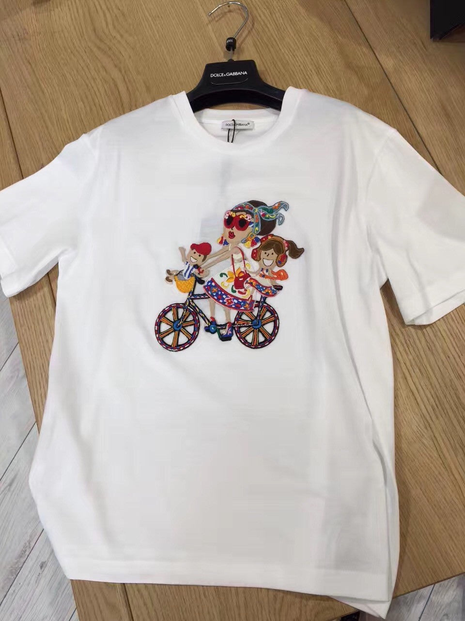 Girls White "DG Family" Cotton T-shirt