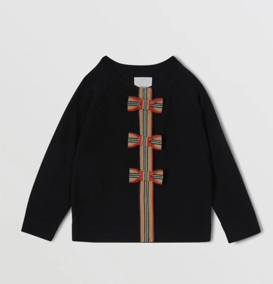 Girls Black Merino Wool Knitwear