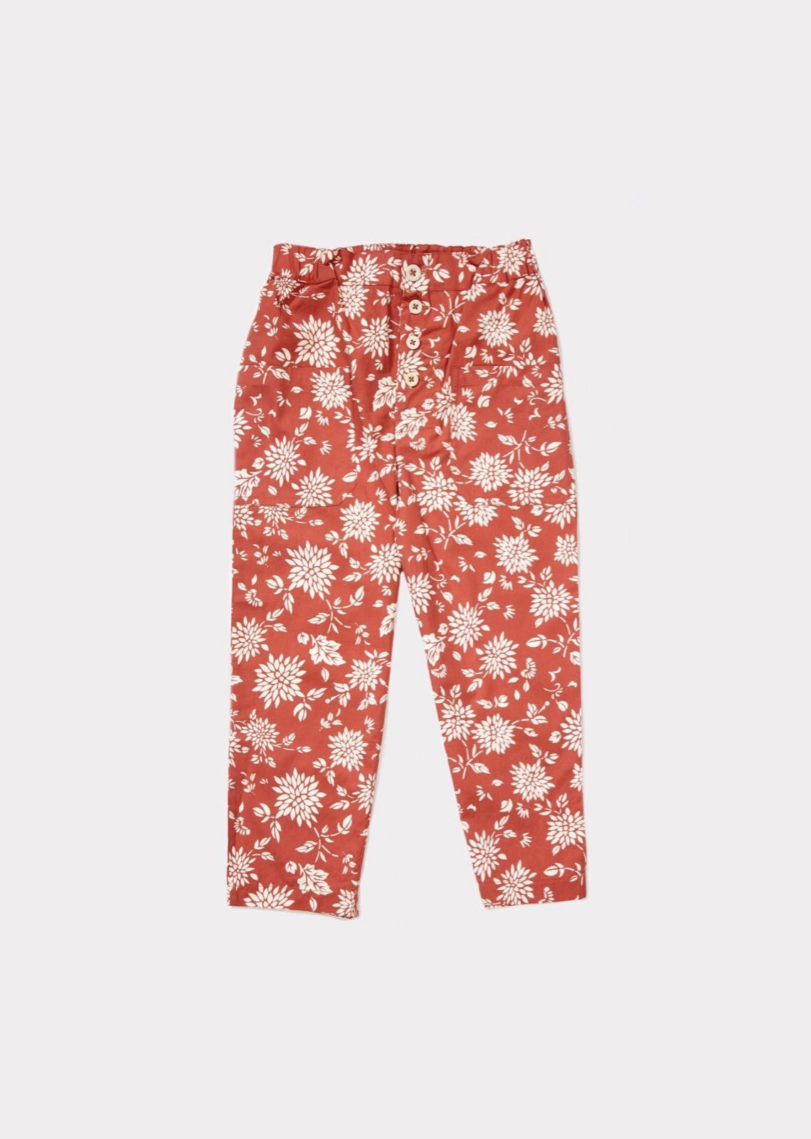 Girls Red Flower Printed Trousers