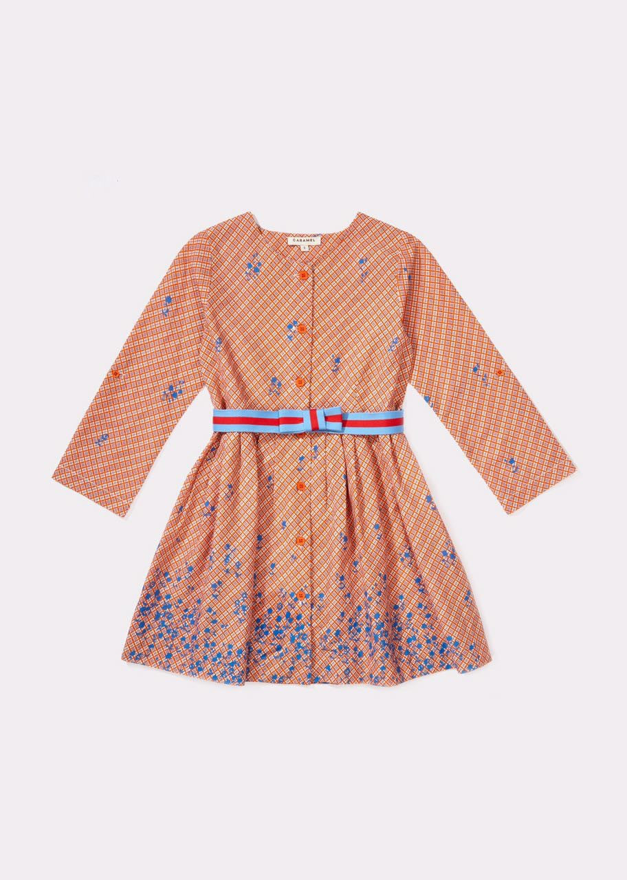 Girls Orange Cotton Dress